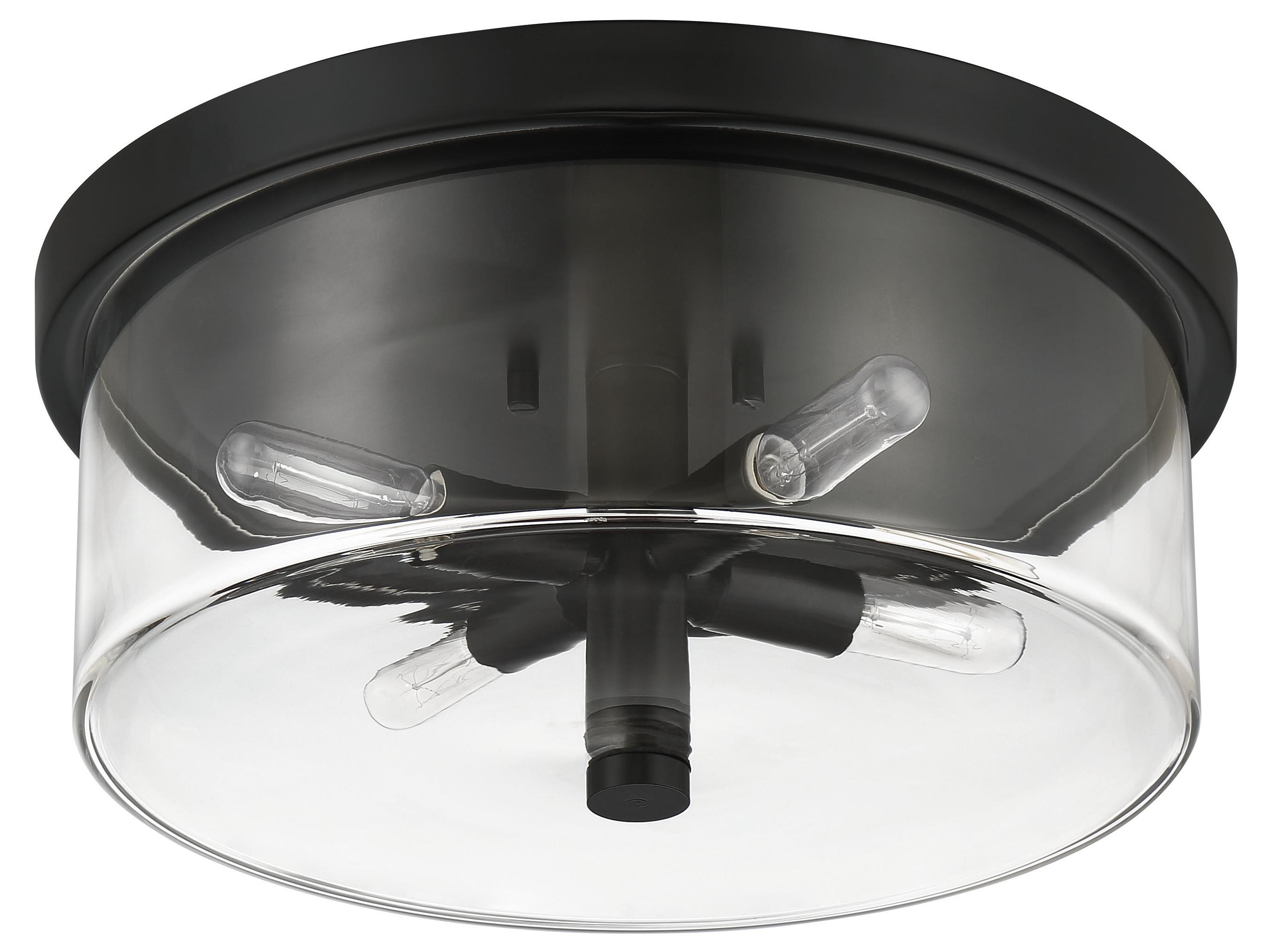 Craftmade Hailie 4-Light Flat Black Glass Drum Flush Mount
