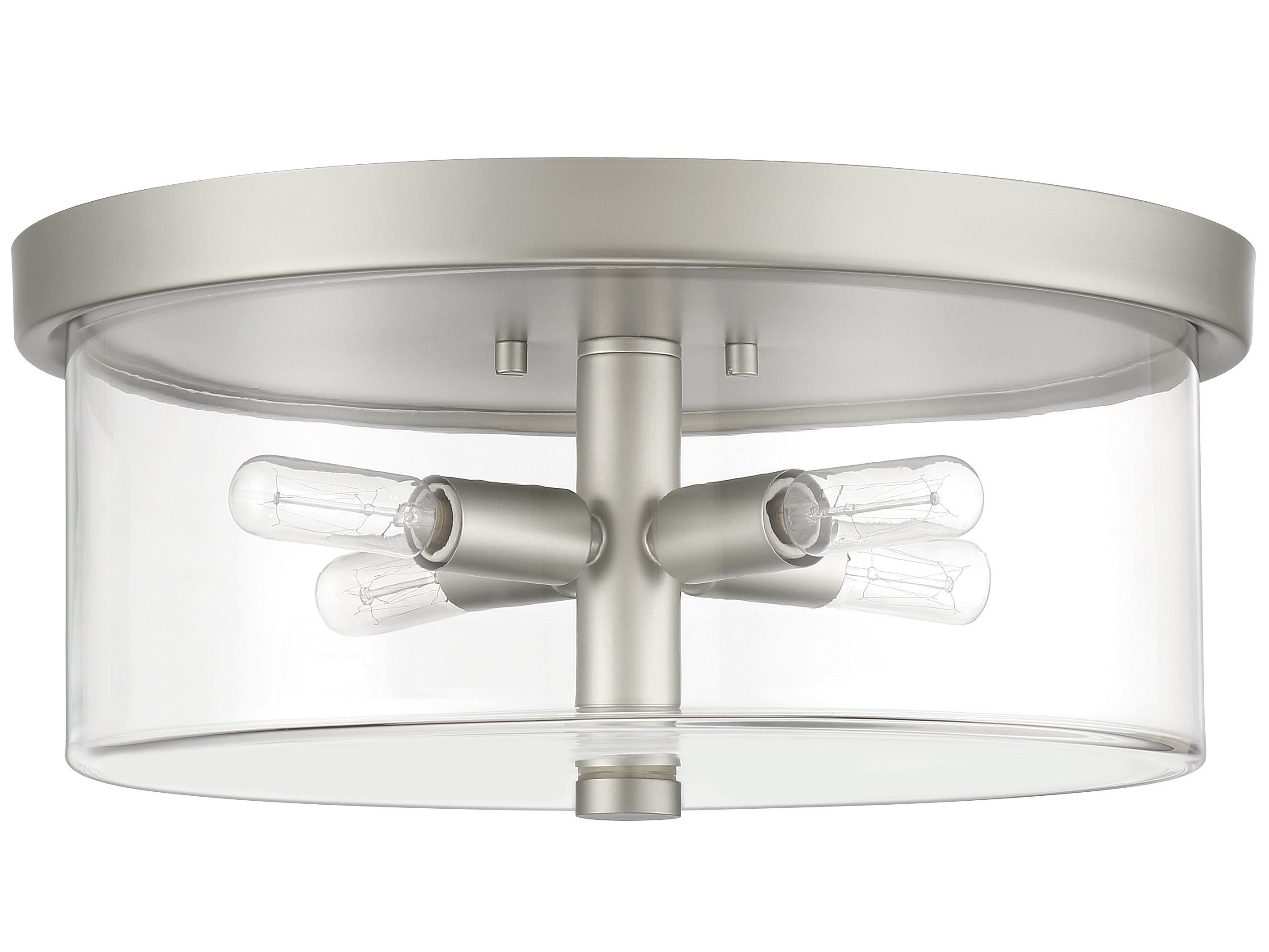 Craftmade Hailie 4-Light Satin Nickel Glass Drum Flush Mount