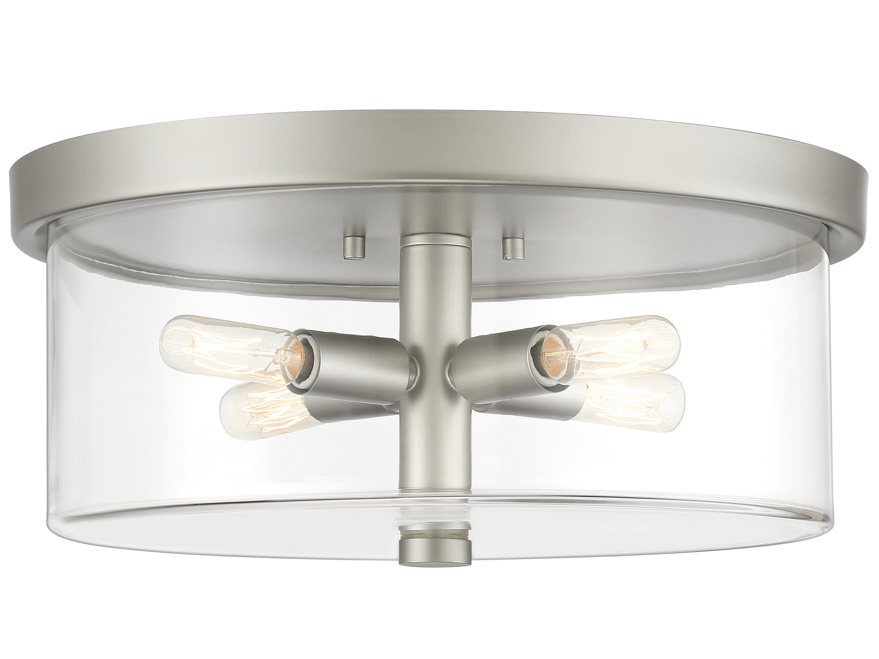 Craftmade Hailie 4-Light Satin Nickel Glass Drum Flush Mount