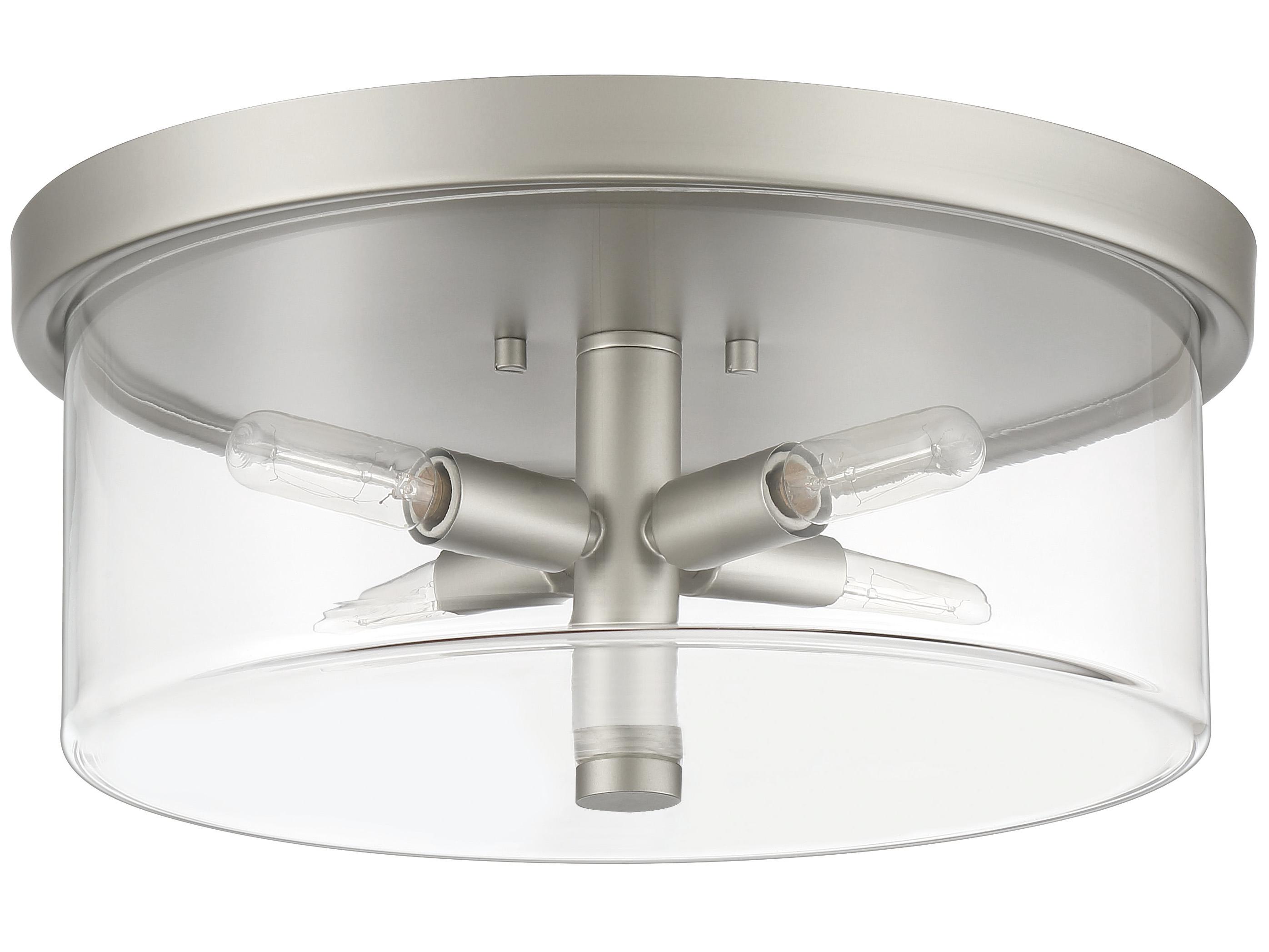 Craftmade Hailie 4-Light Satin Nickel Glass Drum Flush Mount