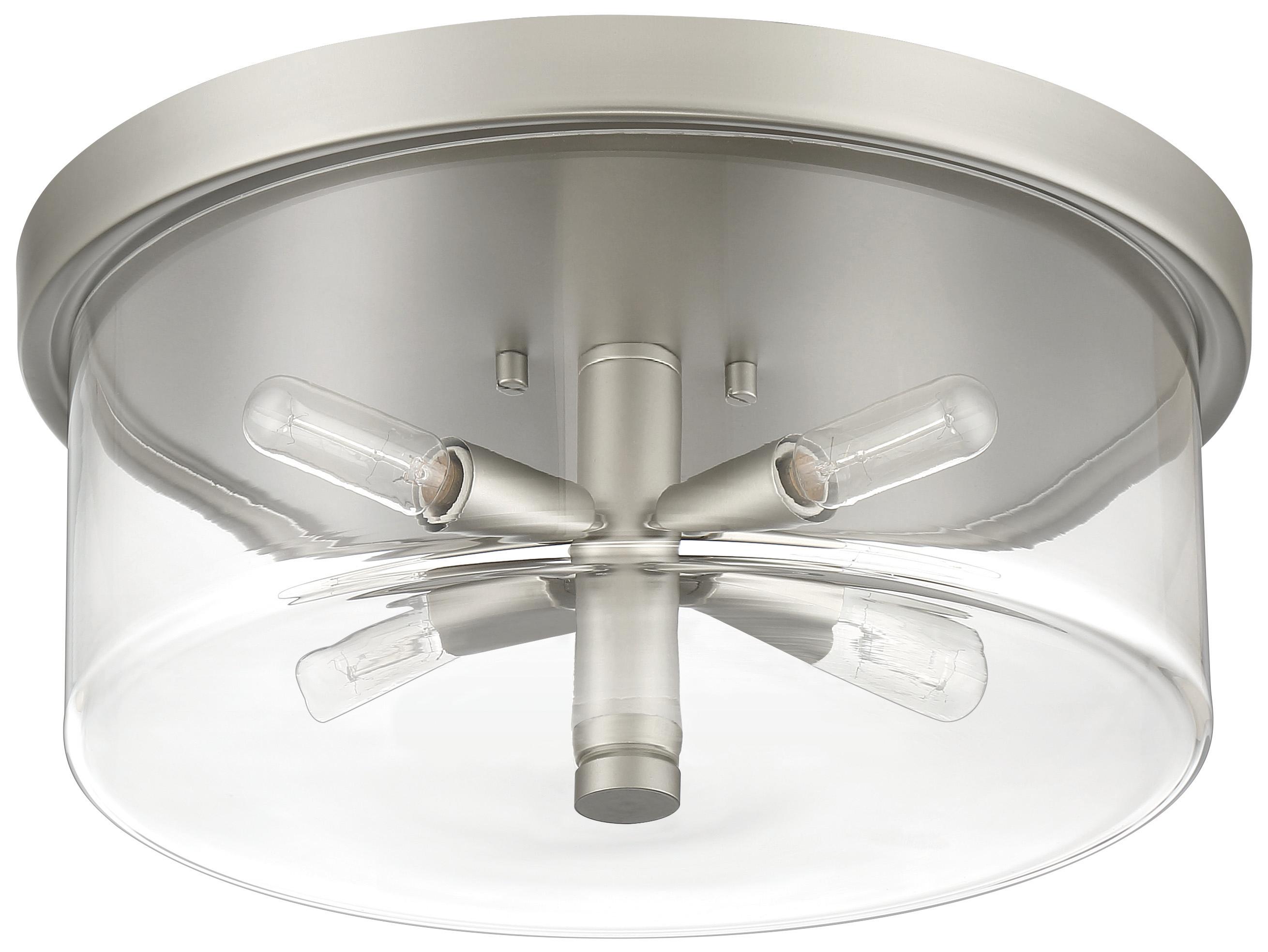 Craftmade Hailie 4-Light Satin Nickel Glass Drum Flush Mount