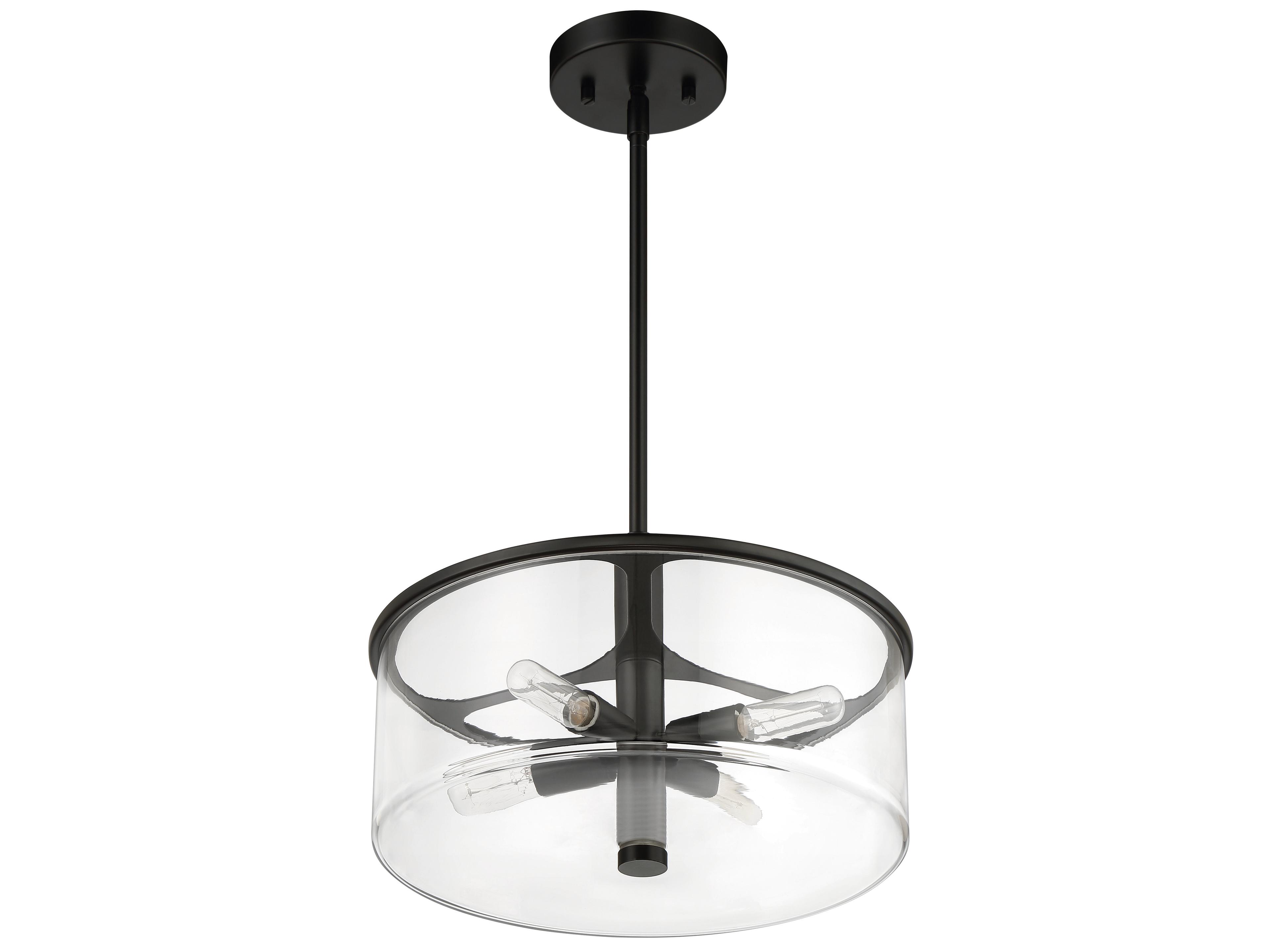 Craftmade Hailie 4-Light Flat Black Glass Drum Pendant