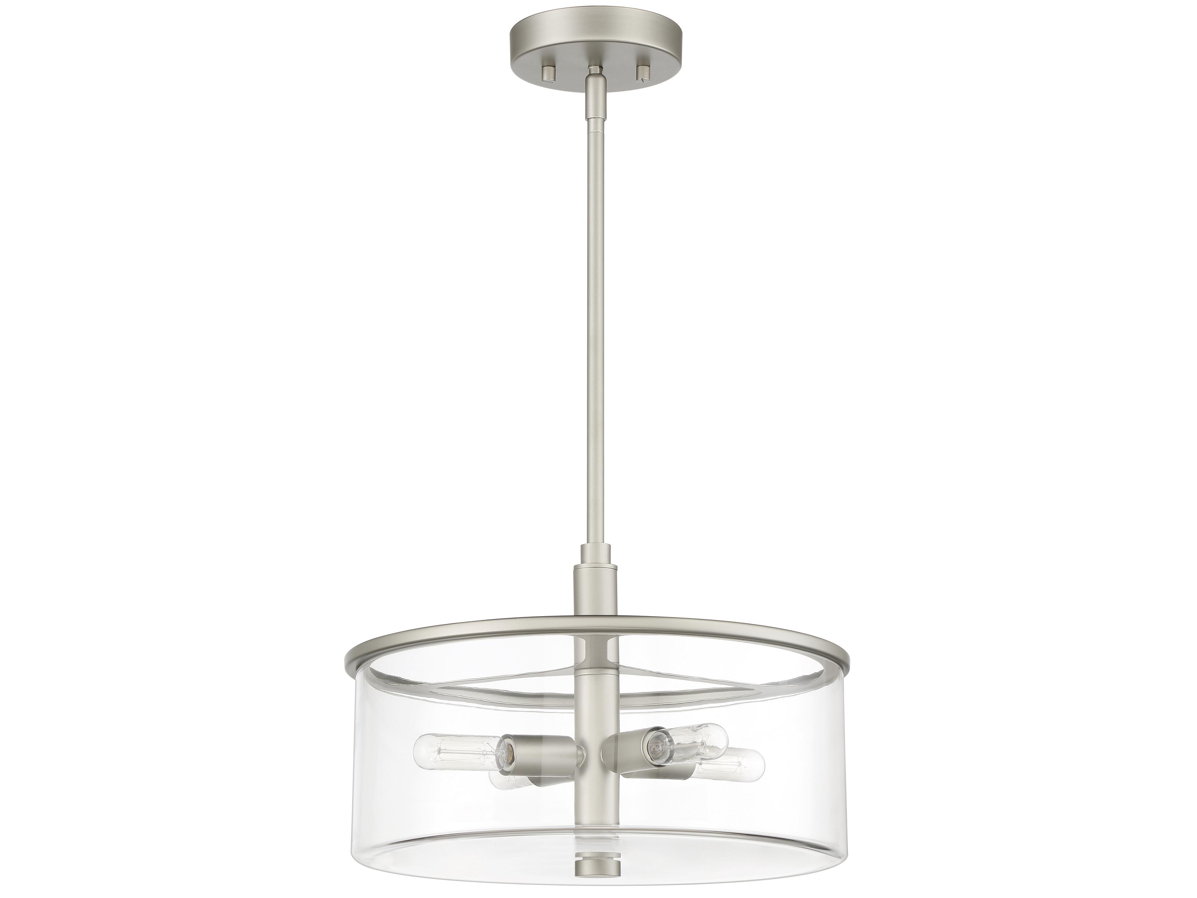 Craftmade Hailie 4-Light Satin Nickel Glass Drum Pendant