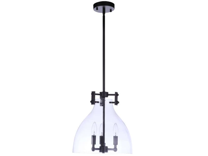 Craftmade Chardonnay 3-Light Flat Black Glass Bell Chandelier