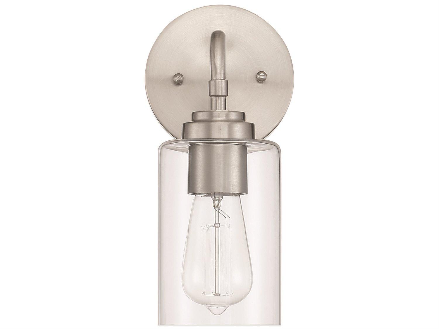 Craftmade Stowe 1-Light Brushed Polished Nickel Glass Vanity Light