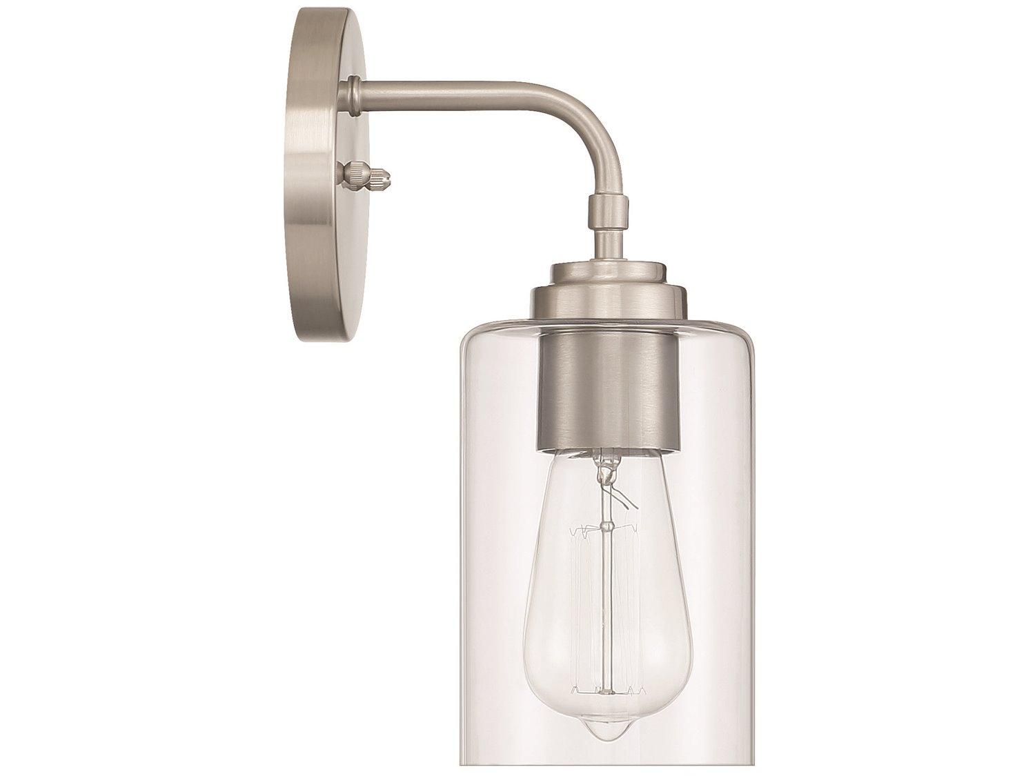 Craftmade Stowe 1-Light Brushed Polished Nickel Glass Vanity Light
