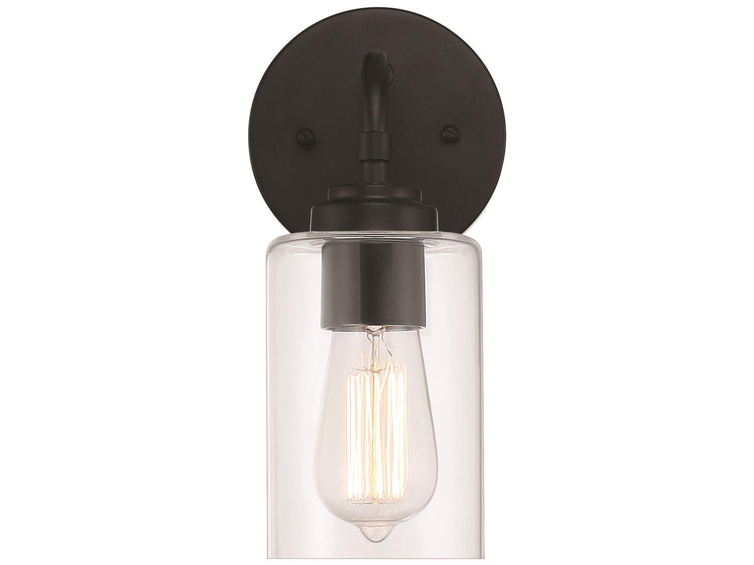 Craftmade Stowe 1-Light Flat Black Glass Vanity Light