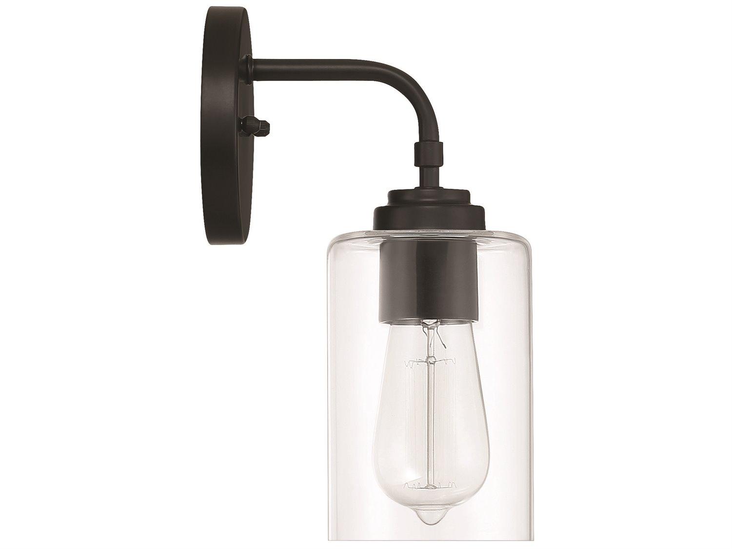 Craftmade Stowe 1-Light Flat Black Glass Vanity Light