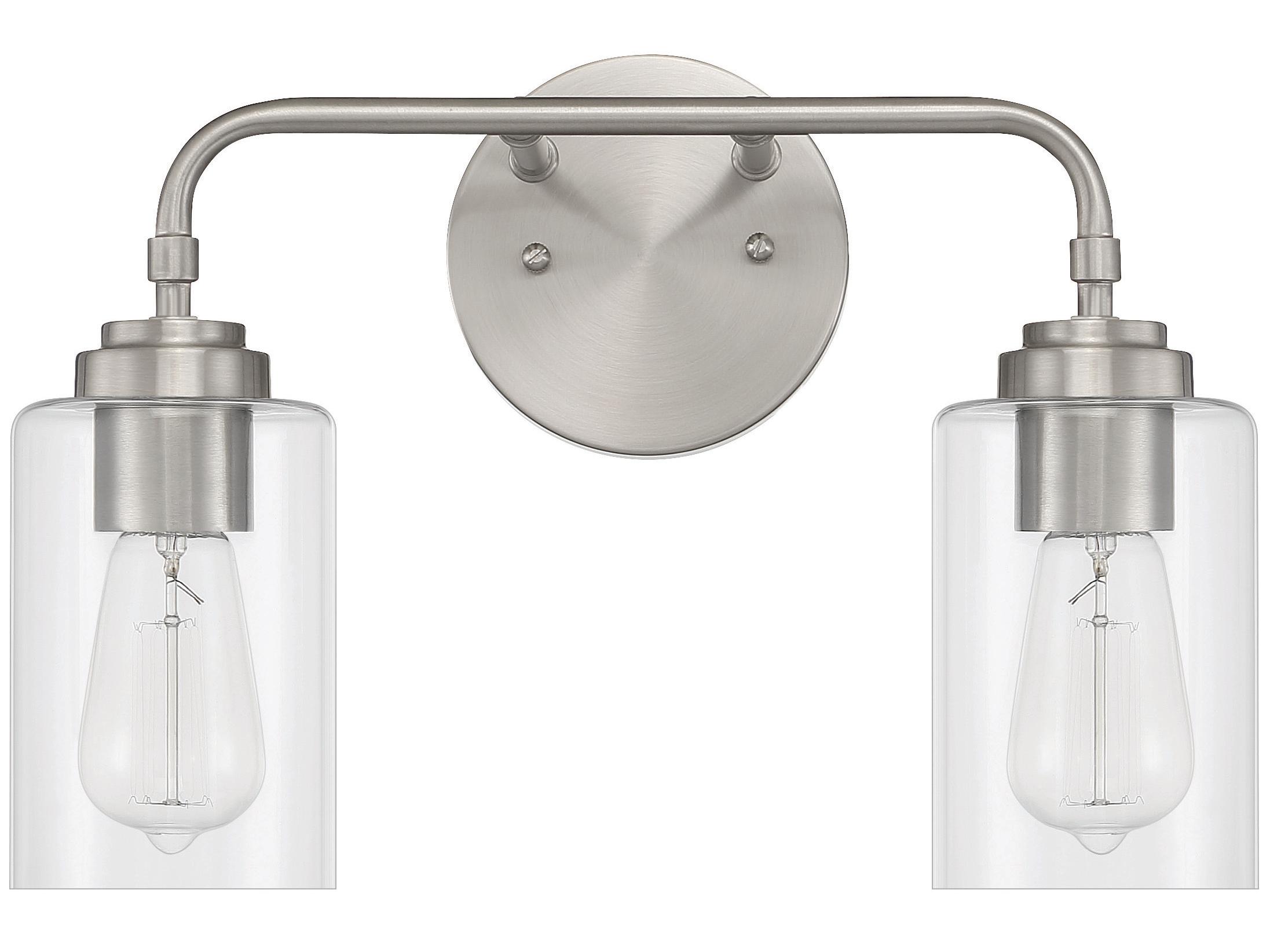 Craftmade Stowe 2-Light Brushed Polished Nickel Glass Vanity Light