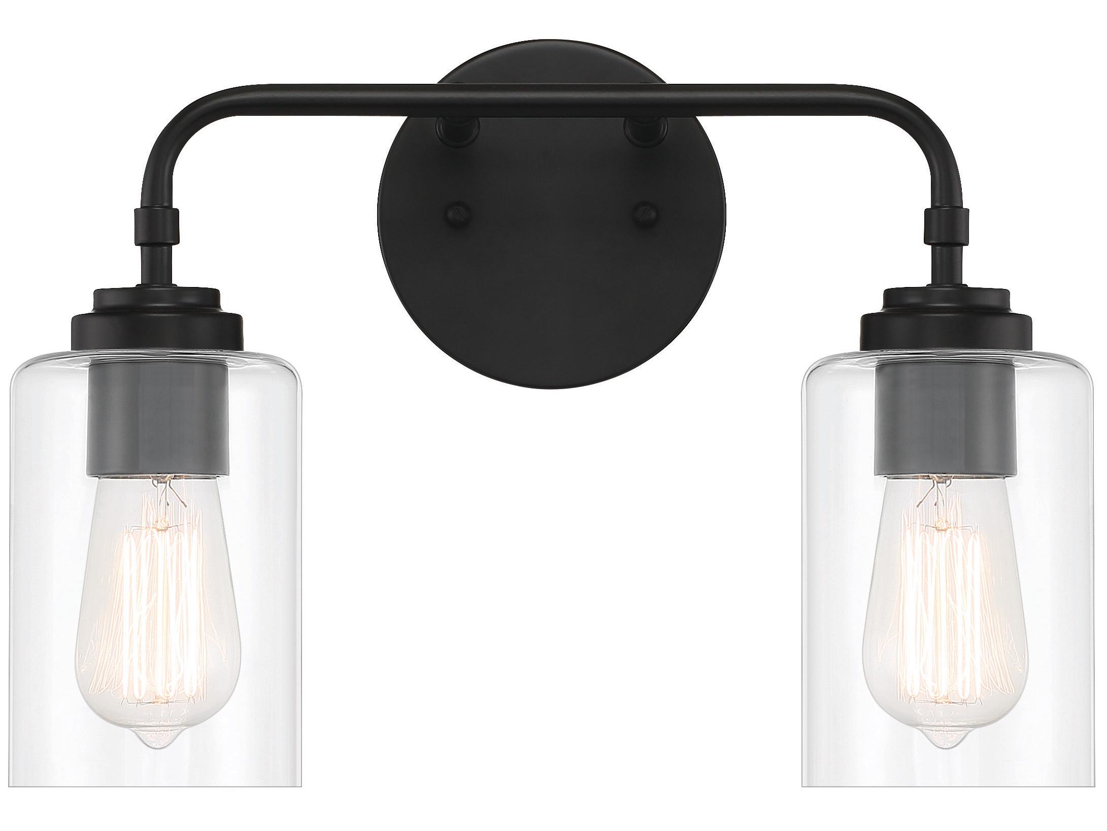 Craftmade Stowe 2-Light Flat Black Glass Vanity Light