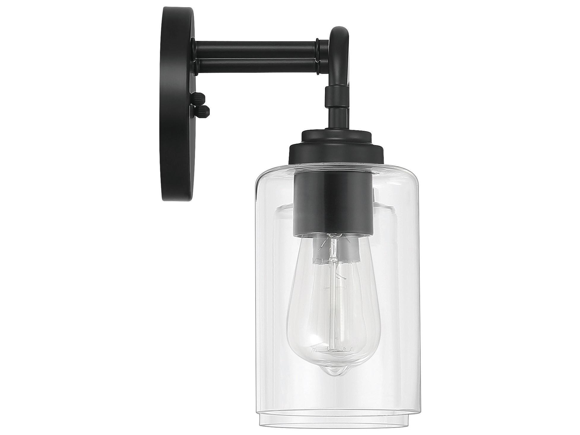 Craftmade Stowe 2-Light Flat Black Glass Vanity Light