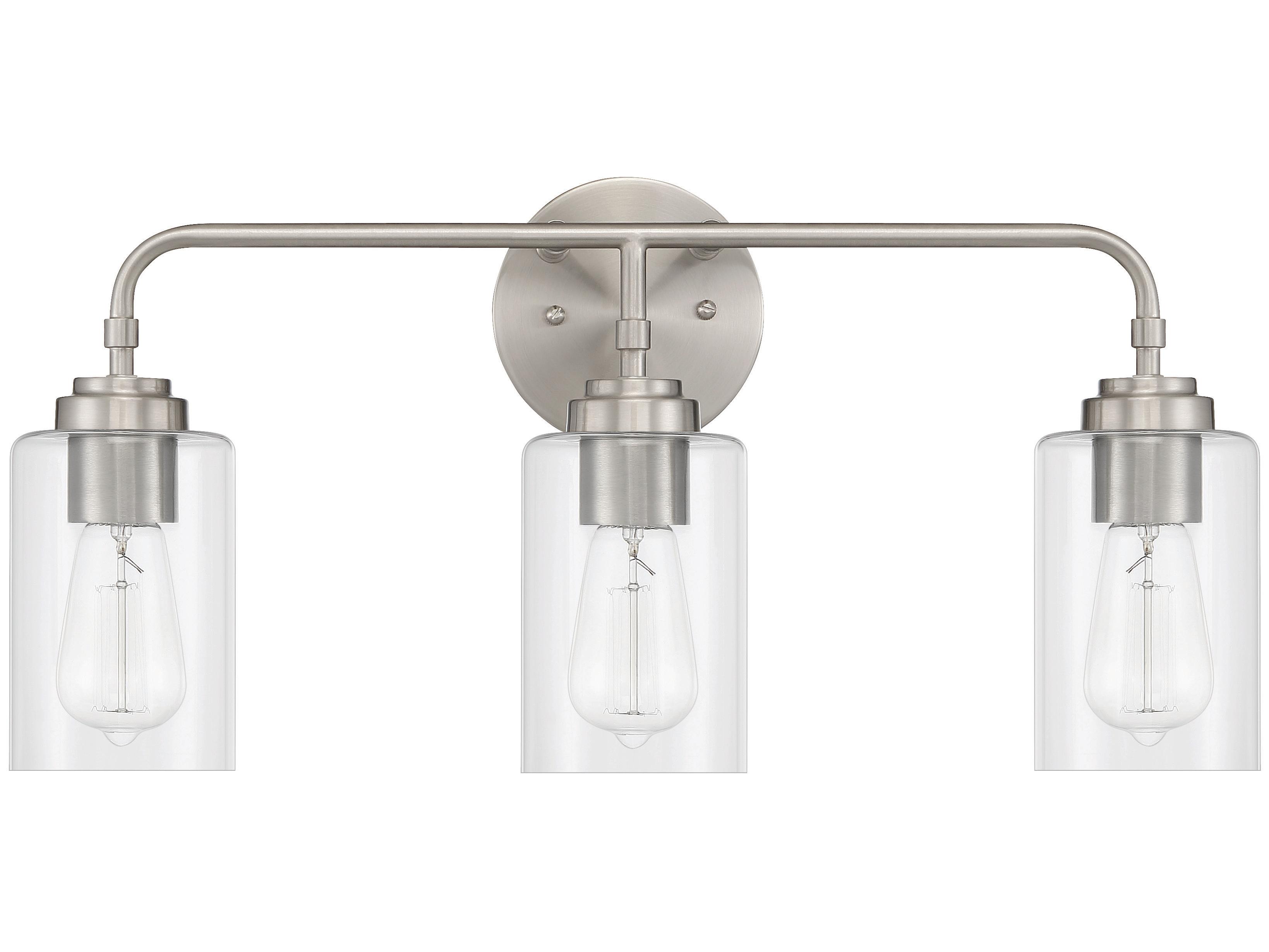 Craftmade Stowe 3-Light Brushed Polished Nickel Glass Vanity Light