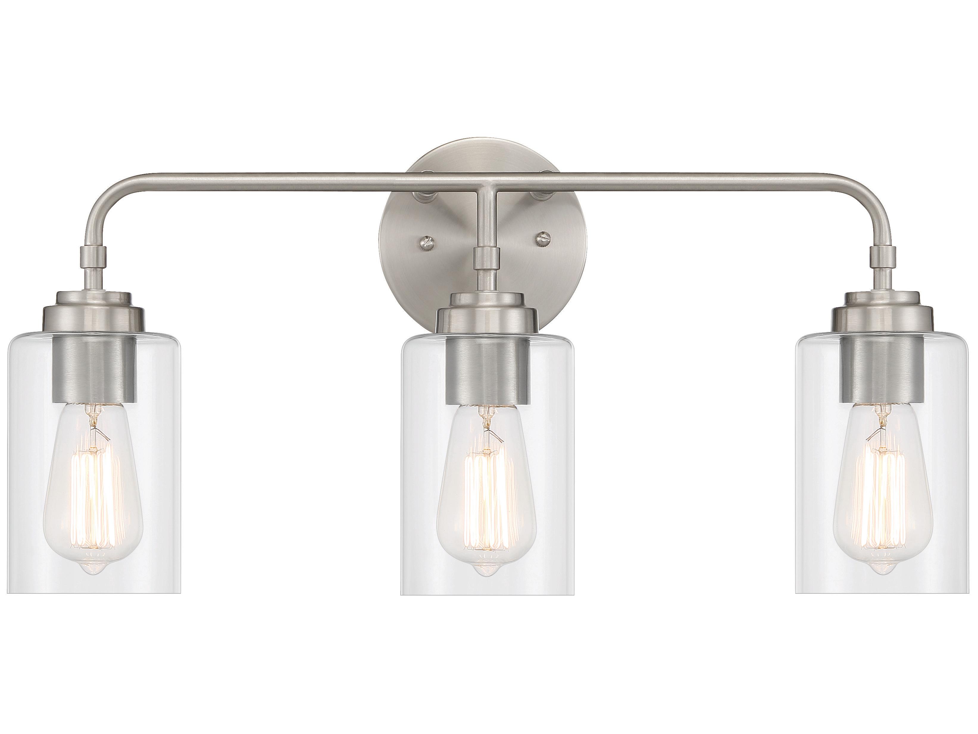 Craftmade Stowe 3-Light Brushed Polished Nickel Glass Vanity Light