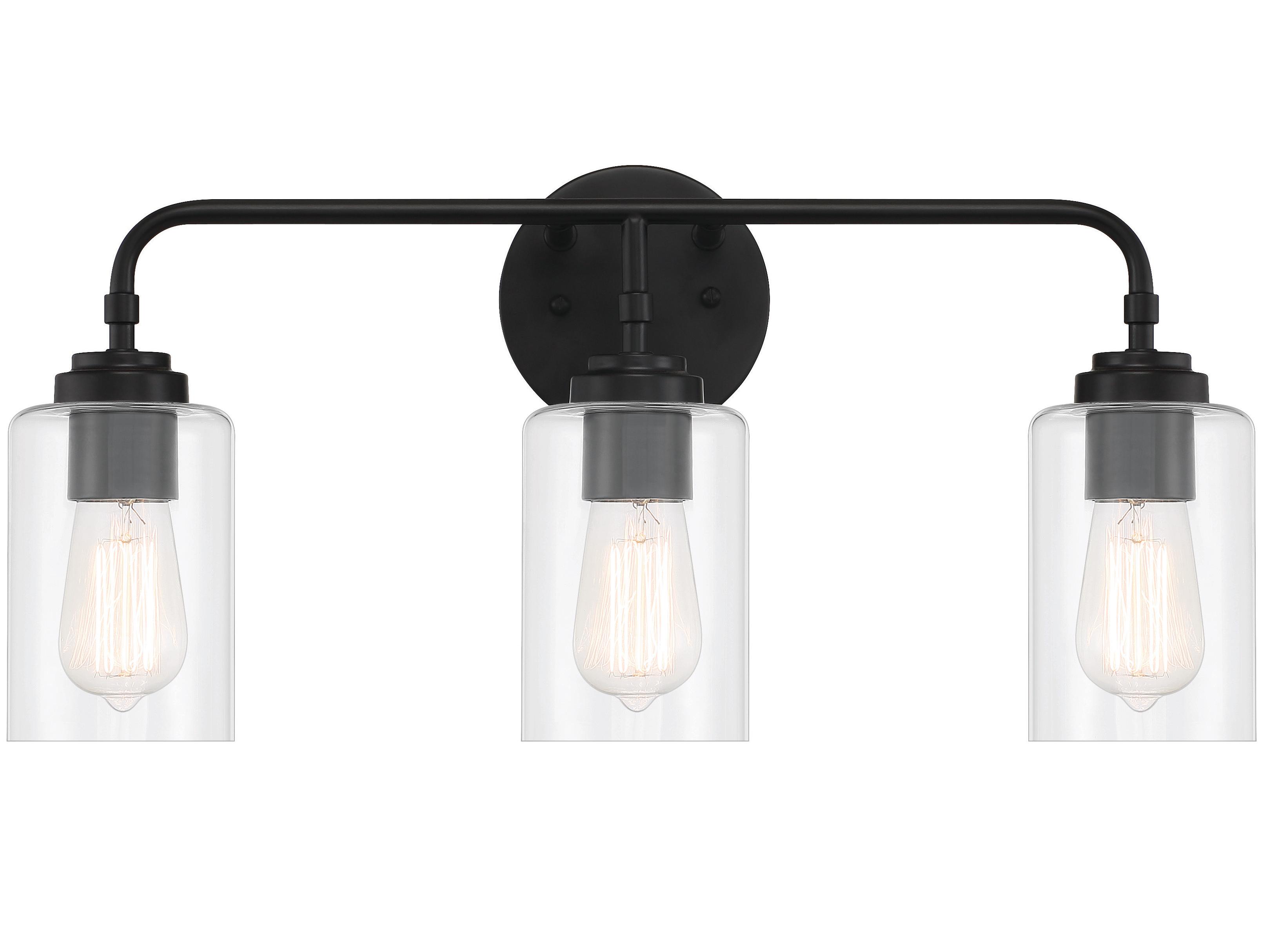 Craftmade Stowe 3-Light Flat Black Glass Vanity Light