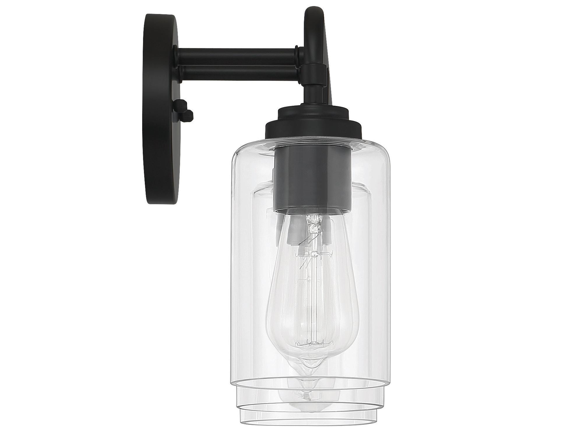 Craftmade Stowe 3-Light Flat Black Glass Vanity Light