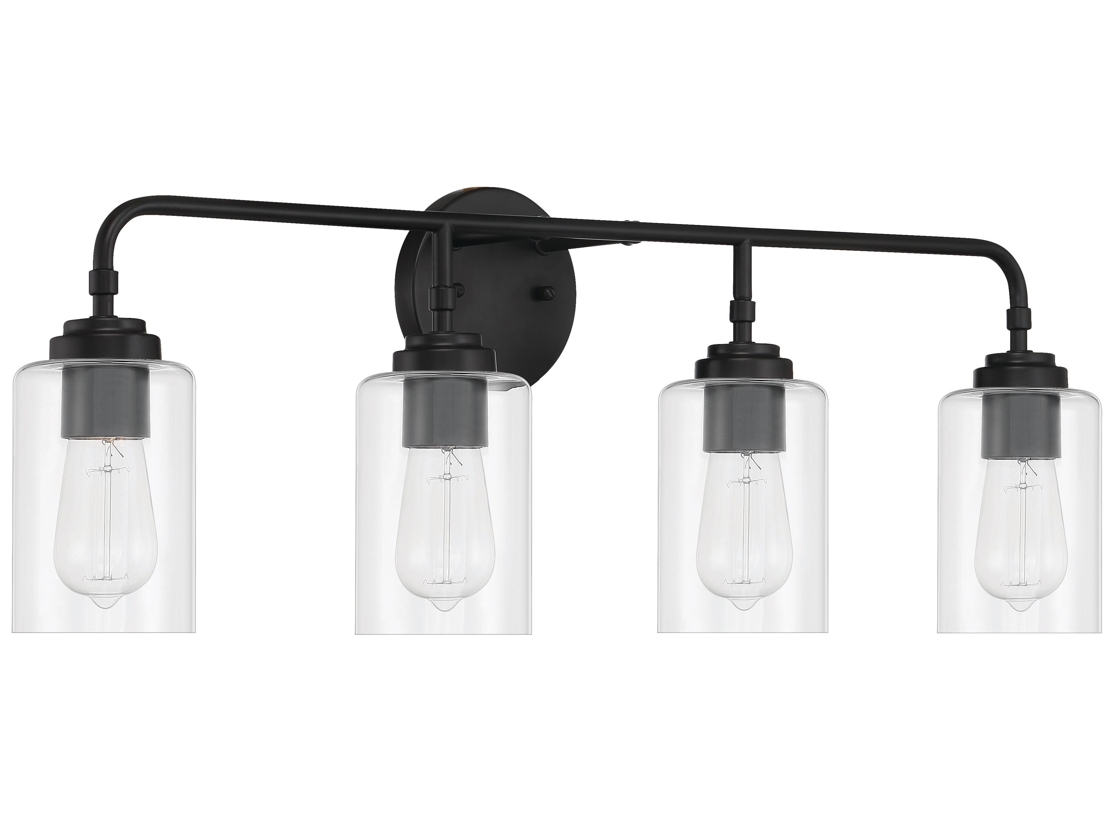 Craftmade Stowe 4-Light Flat Black Glass Vanity Light