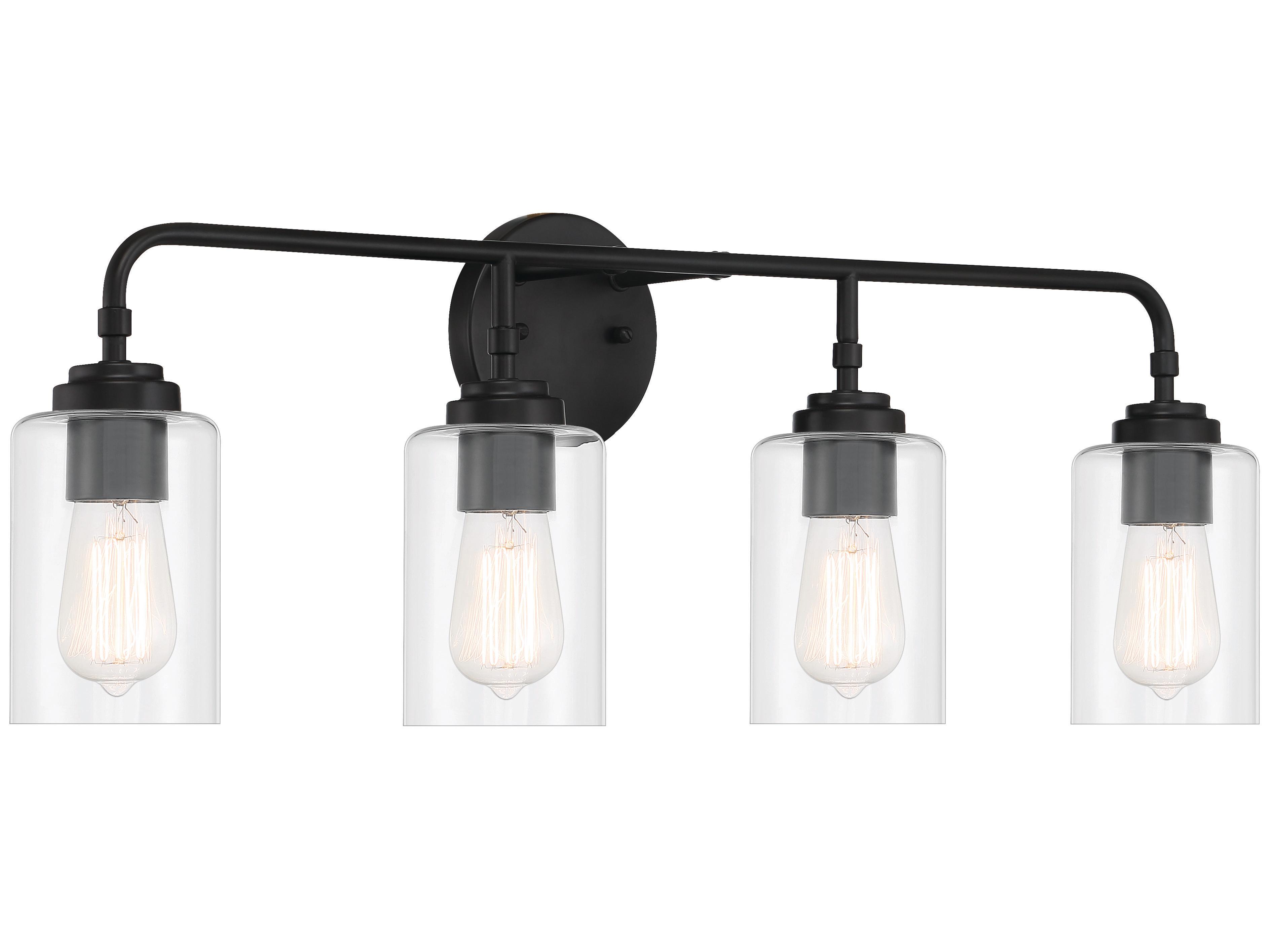 Craftmade Stowe 4-Light Flat Black Glass Vanity Light