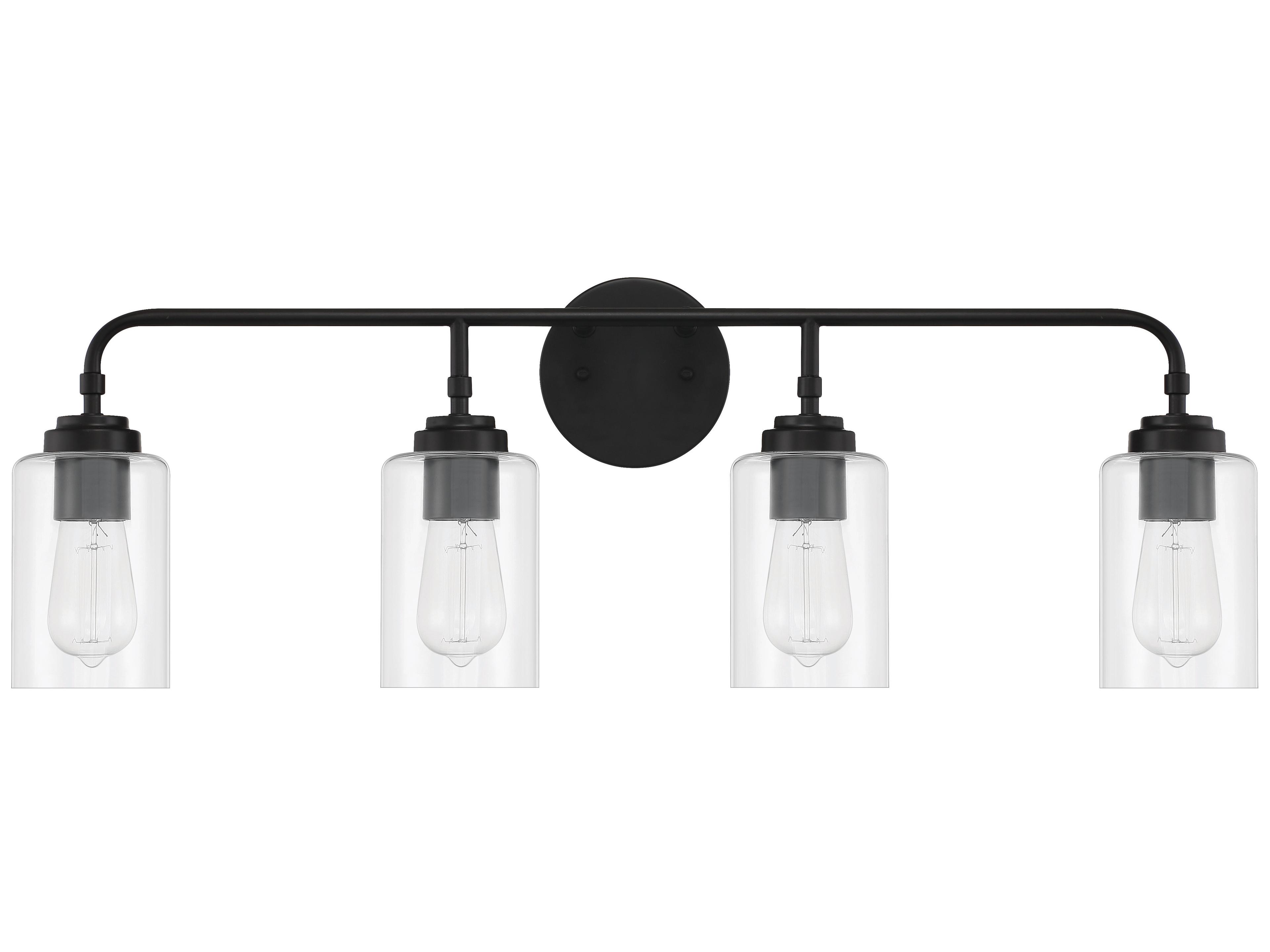 Craftmade Stowe 4-Light Flat Black Glass Vanity Light