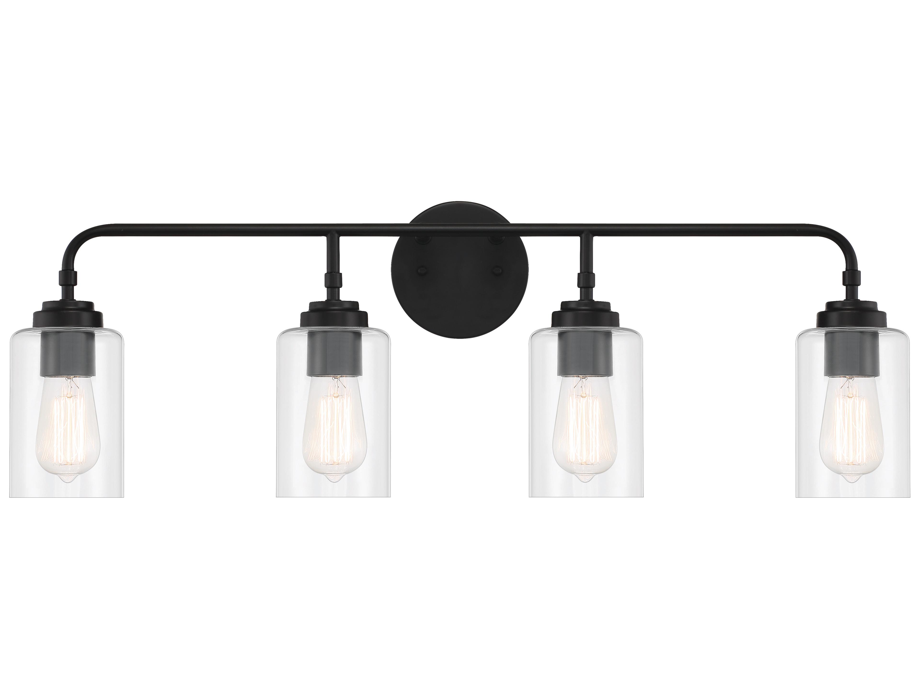 Craftmade Stowe 4-Light Flat Black Glass Vanity Light