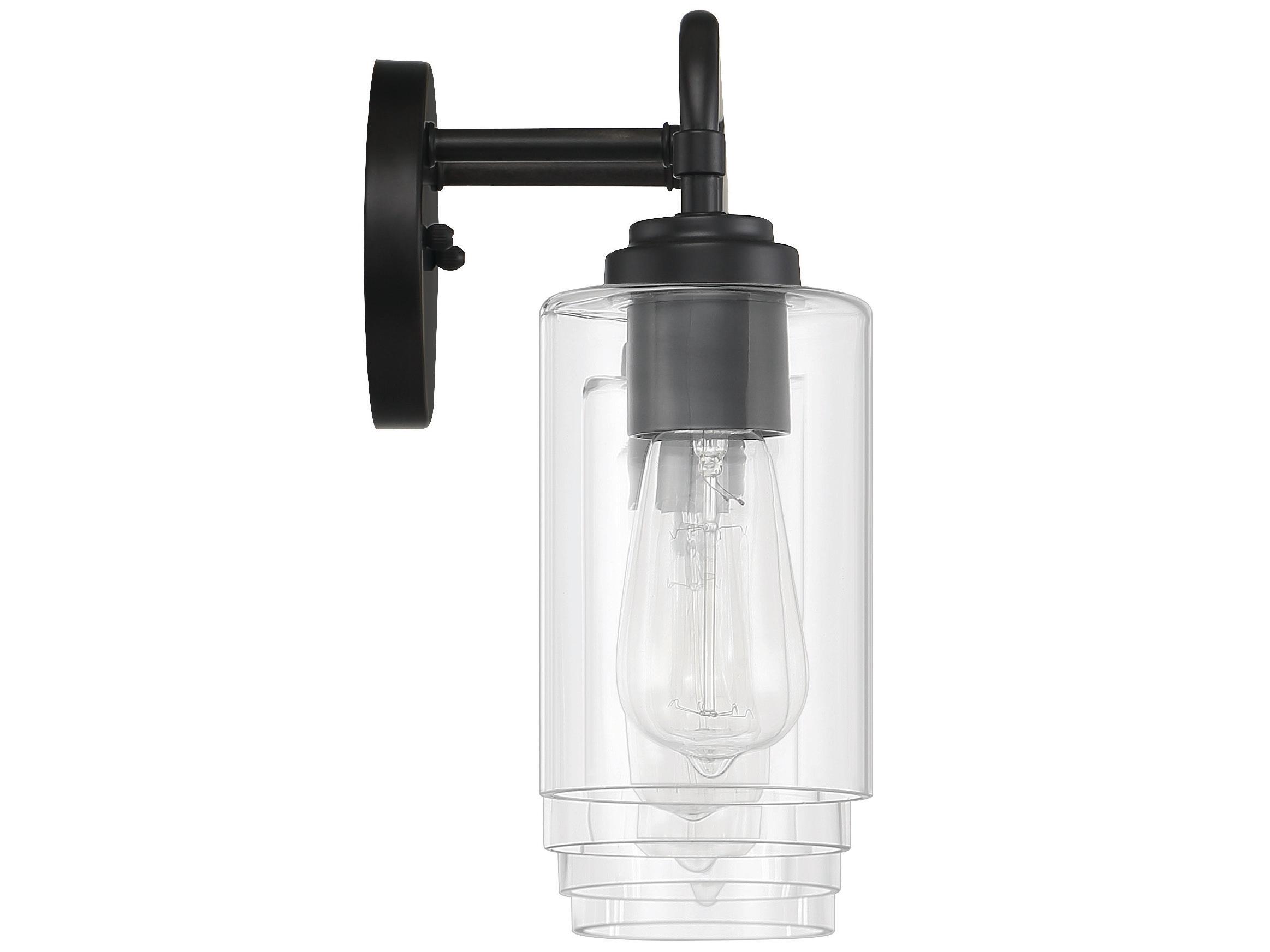 Craftmade Stowe 4-Light Flat Black Glass Vanity Light