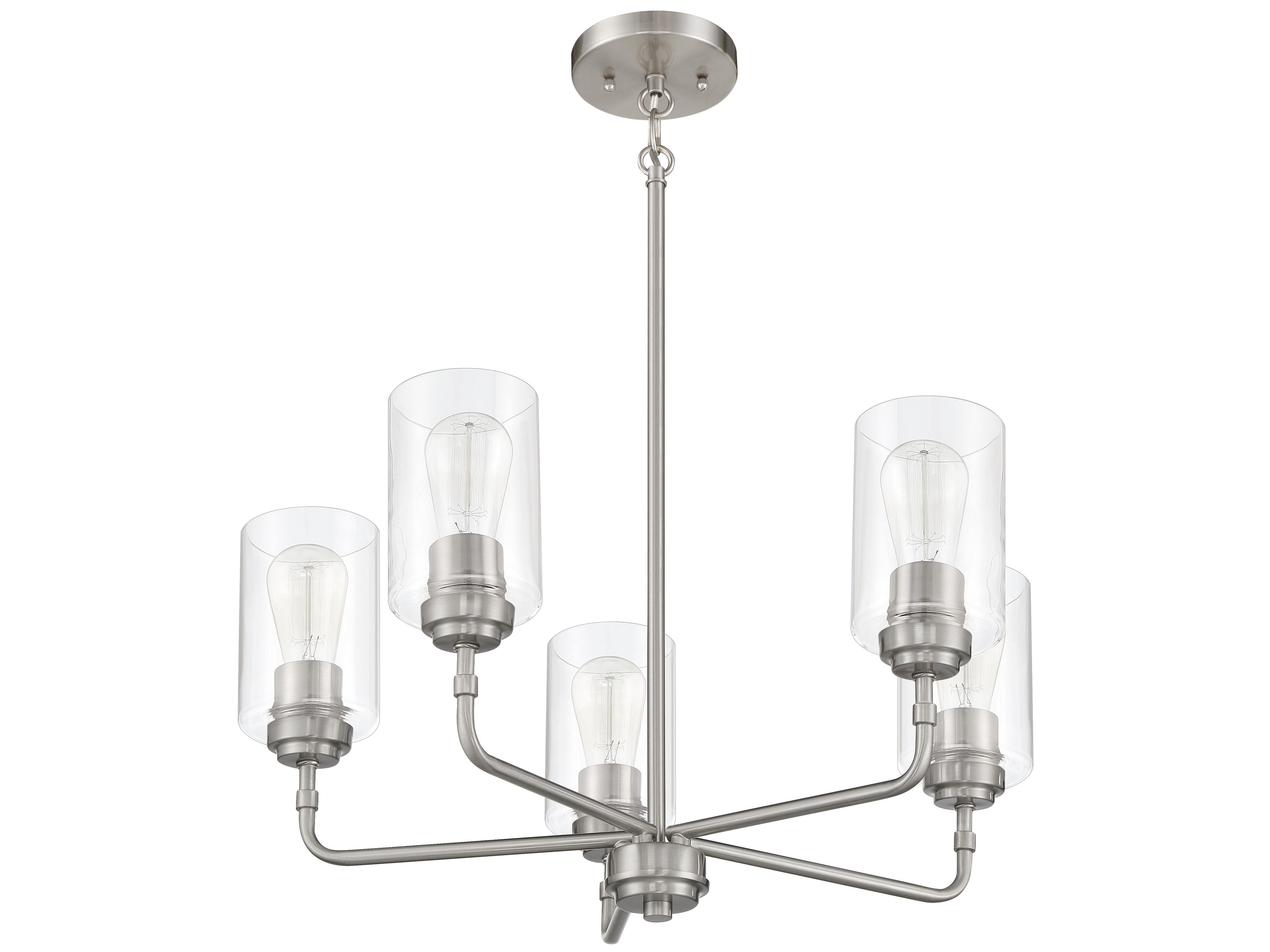 Craftmade Stowe 5-Light Brushed Polished Nickel Glass Cylinder Chandelier