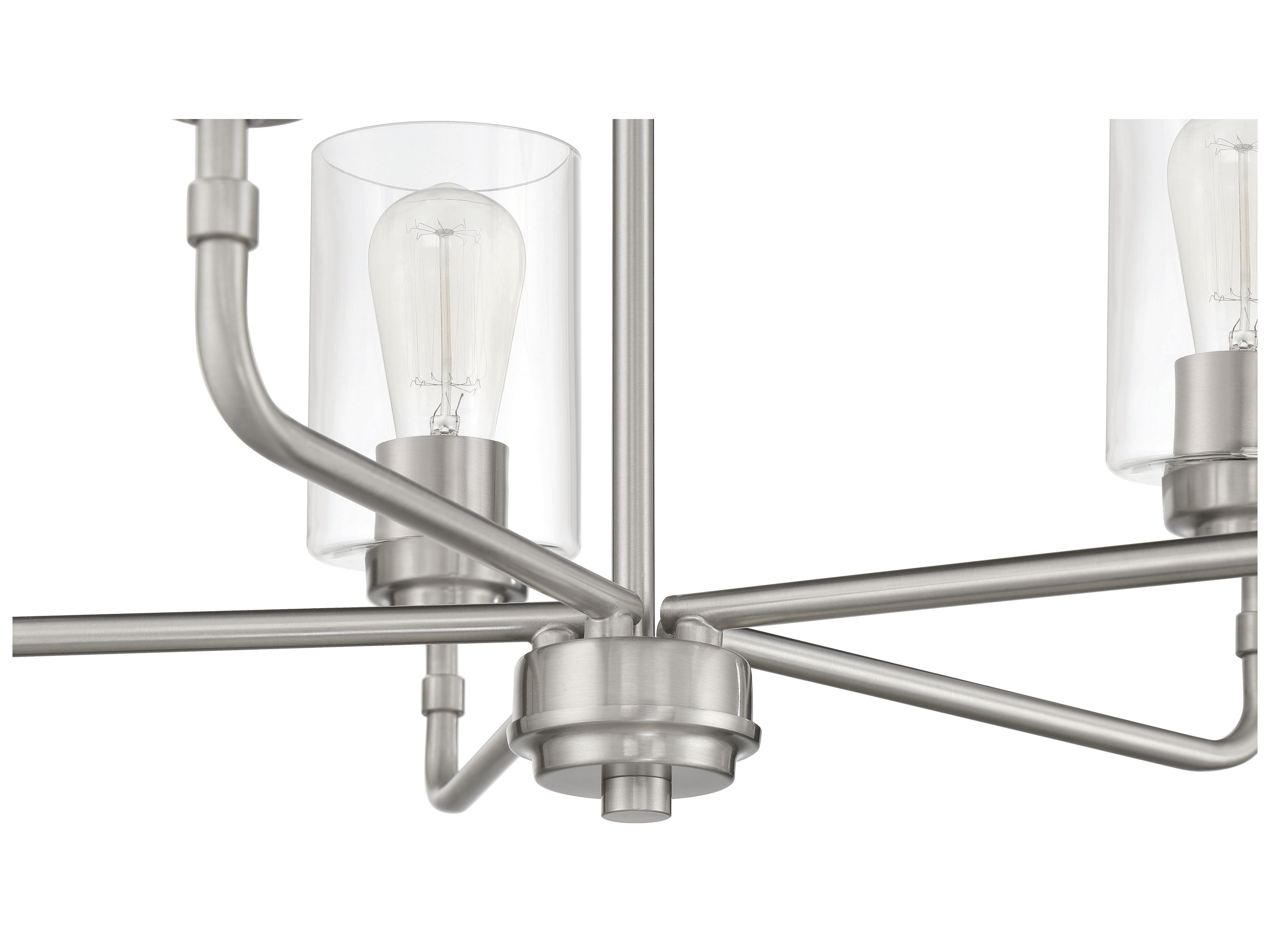 Craftmade Stowe 5-Light Brushed Polished Nickel Glass Cylinder Chandelier