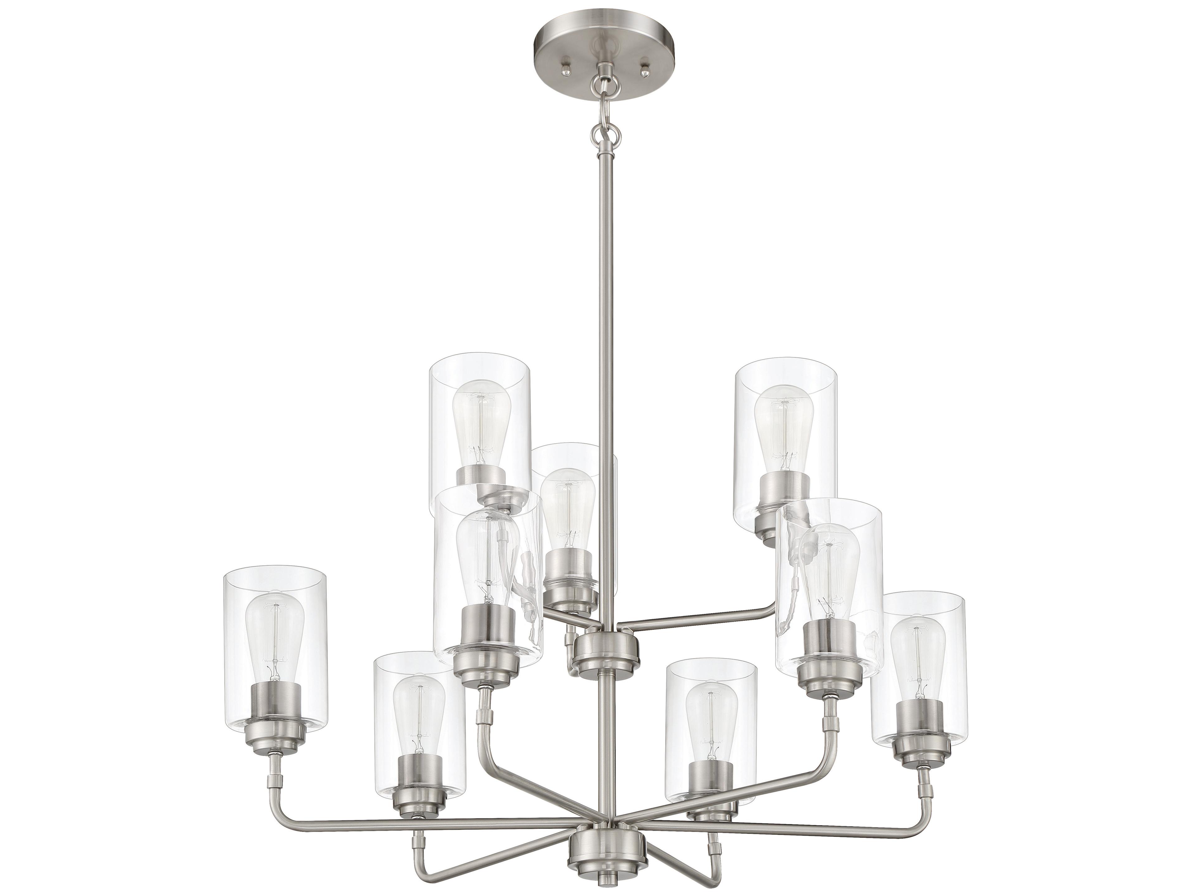 Craftmade Stowe 9-Light Brushed Polished Nickel Glass Cylinder Chandelier