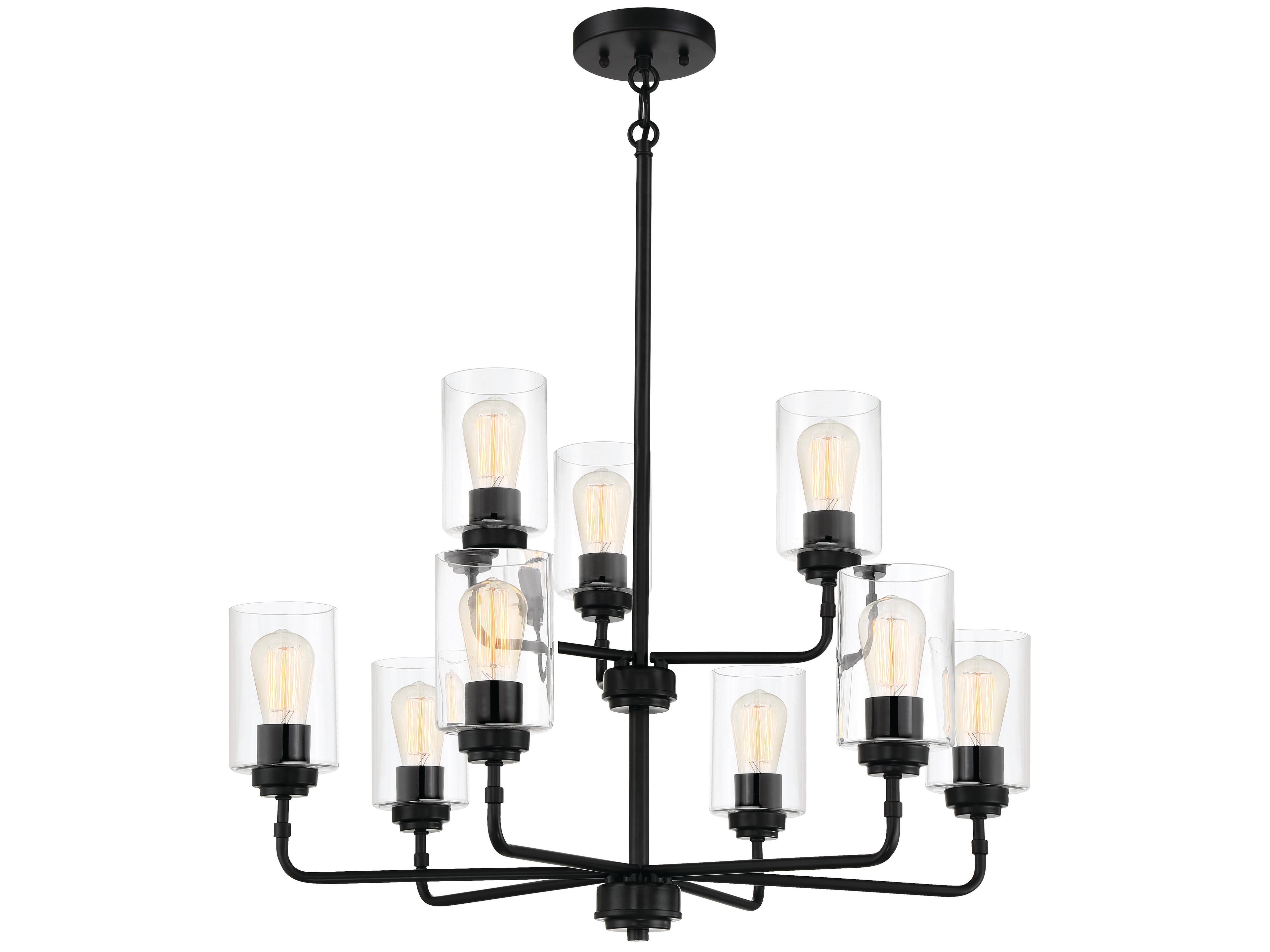 Craftmade Stowe 9-Light Flat Black Glass Cylinder Chandelier