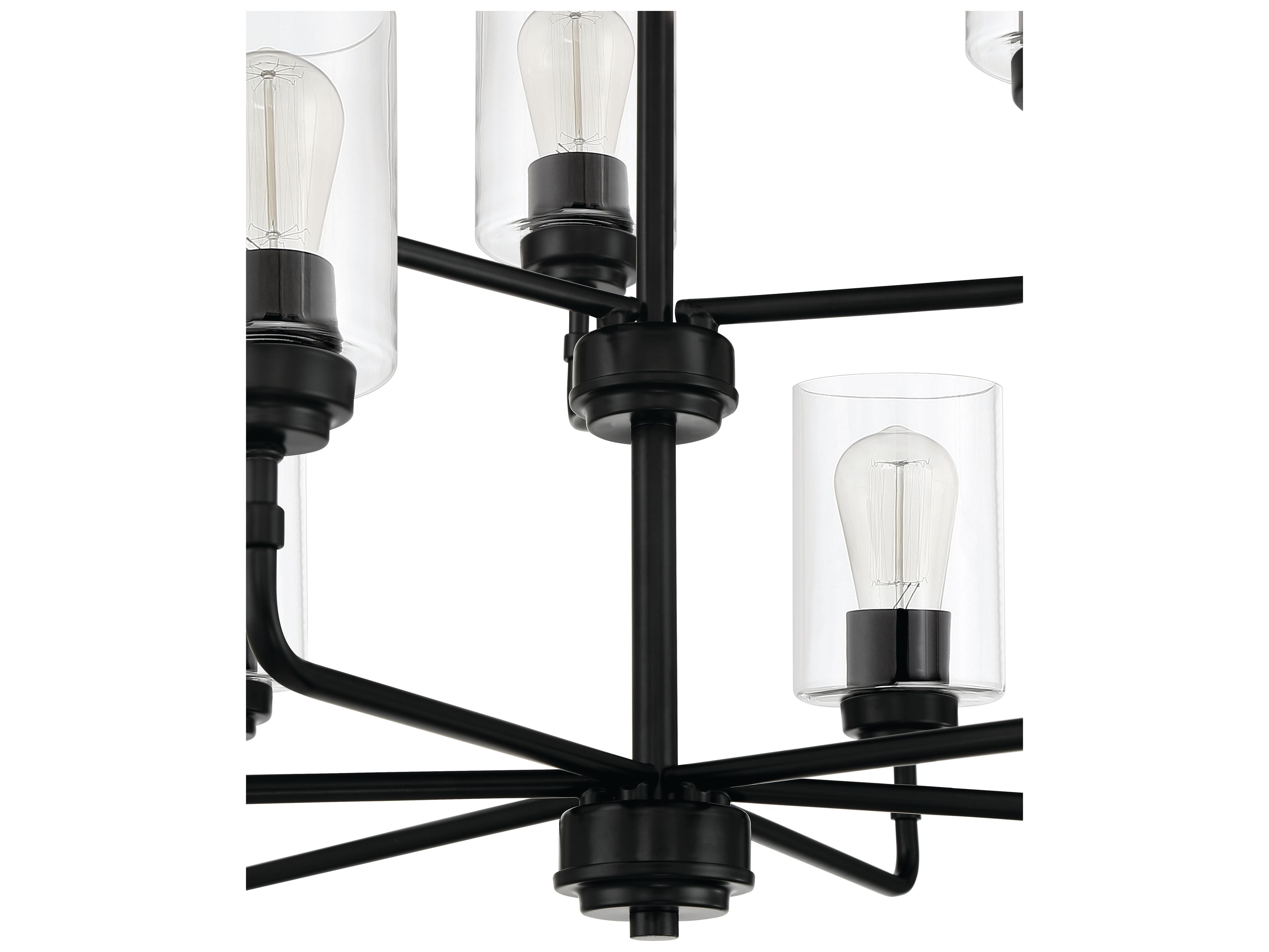 Craftmade Stowe 9-Light Flat Black Glass Cylinder Chandelier