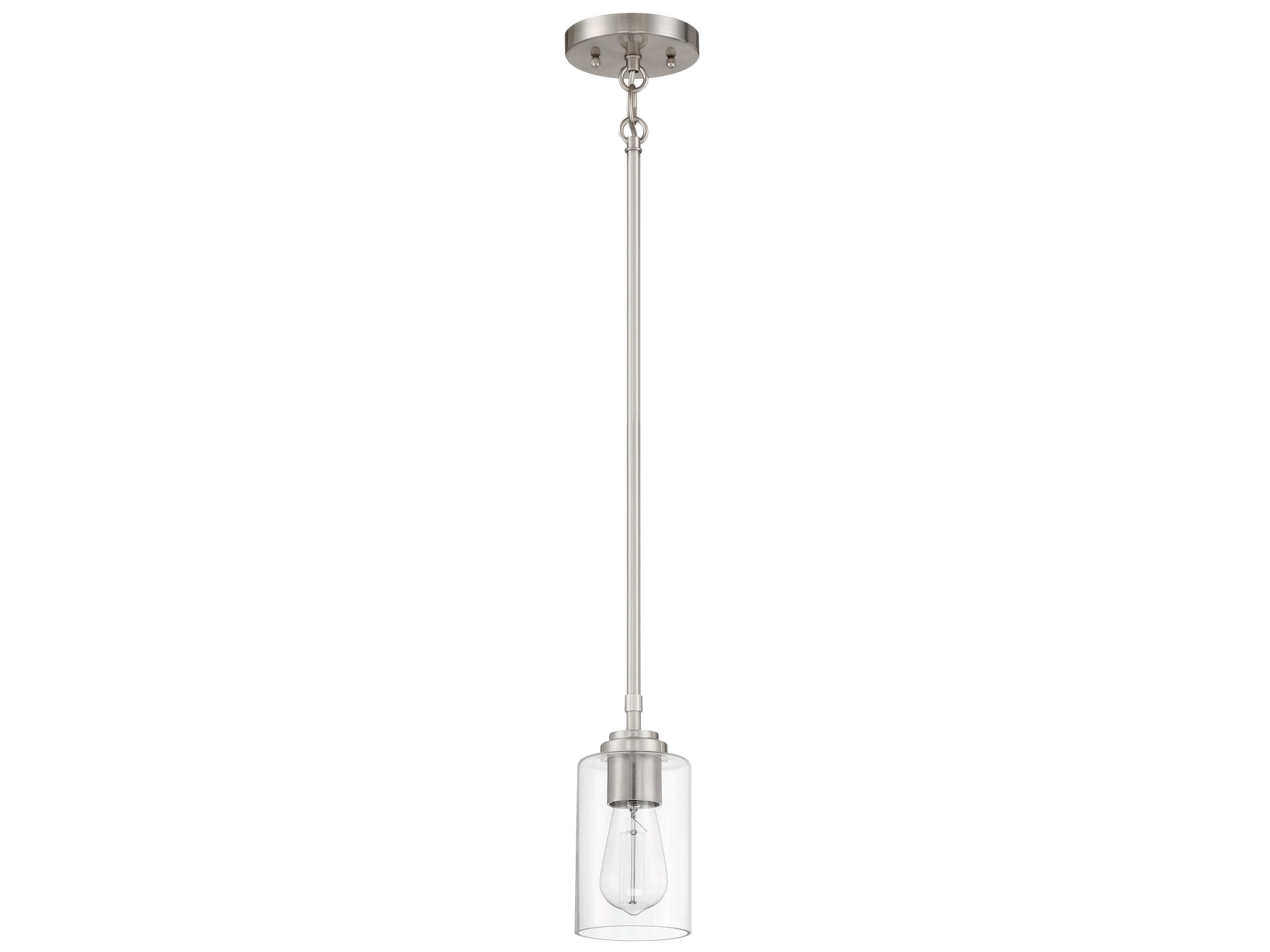 Craftmade Stowe 1-Light Brushed Polished Nickel Glass Cylinder Mini Pendant