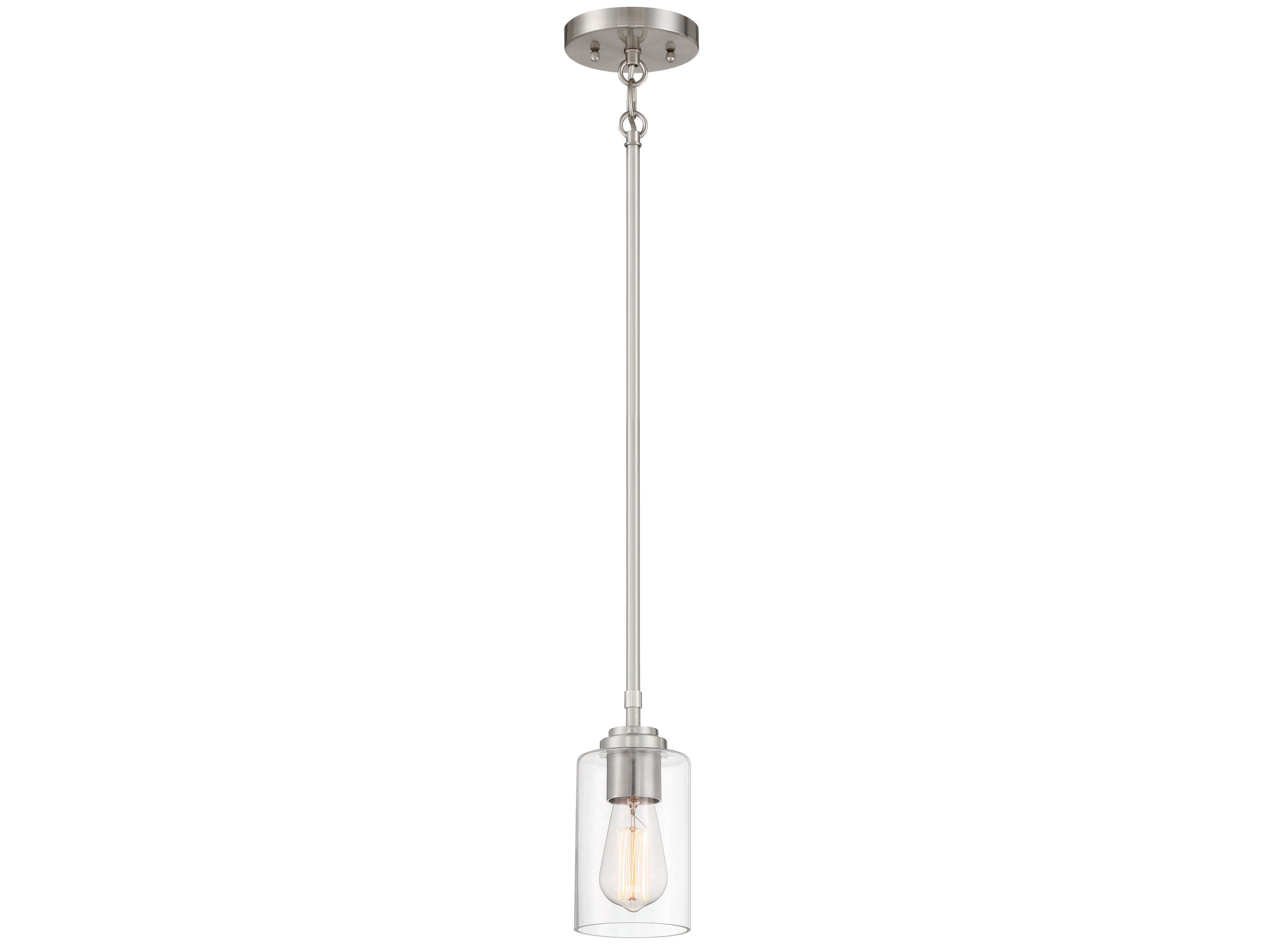 Craftmade Stowe 1-Light Brushed Polished Nickel Glass Cylinder Mini Pendant