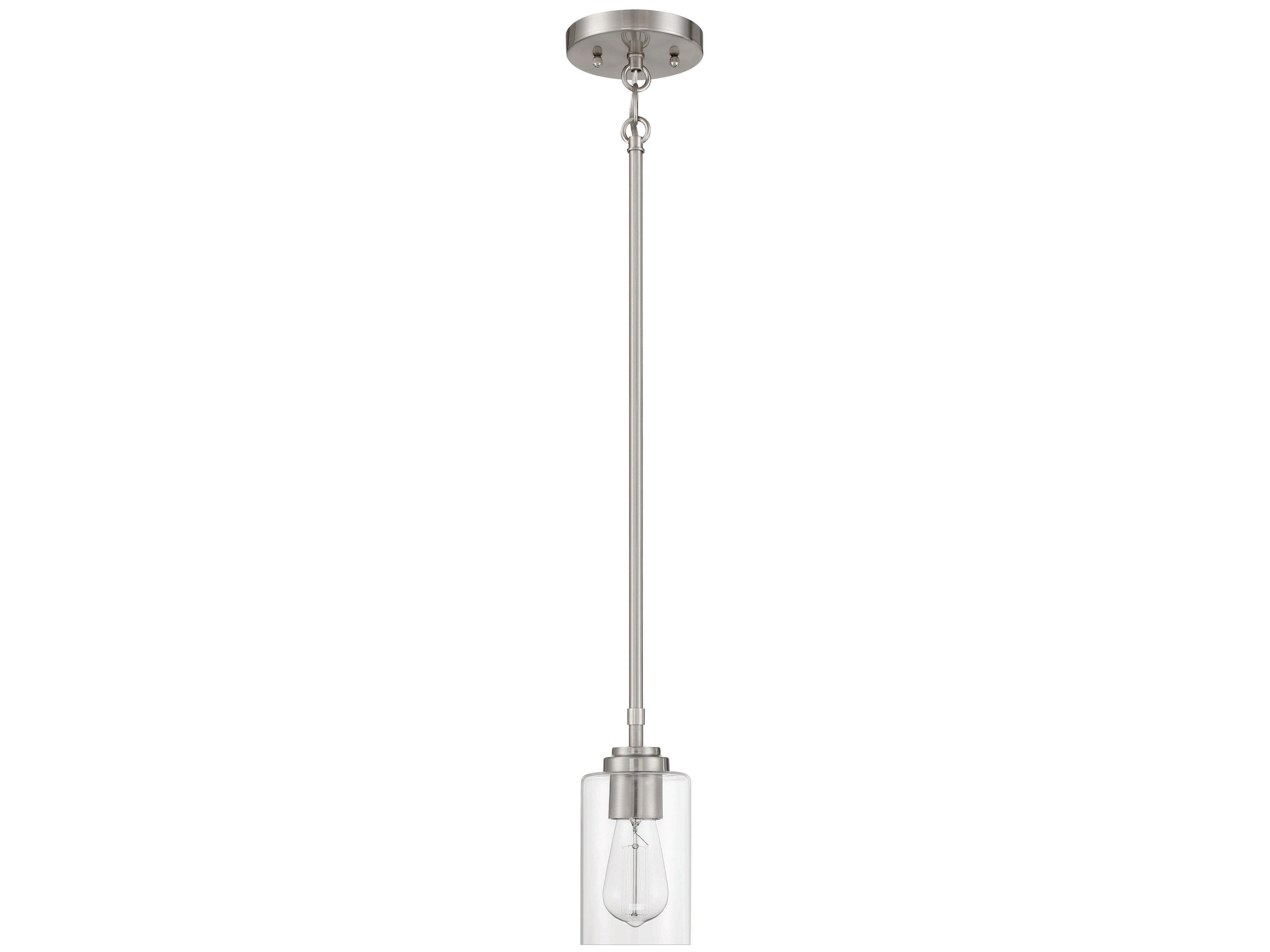 Craftmade Stowe 1-Light Brushed Polished Nickel Glass Cylinder Mini Pendant