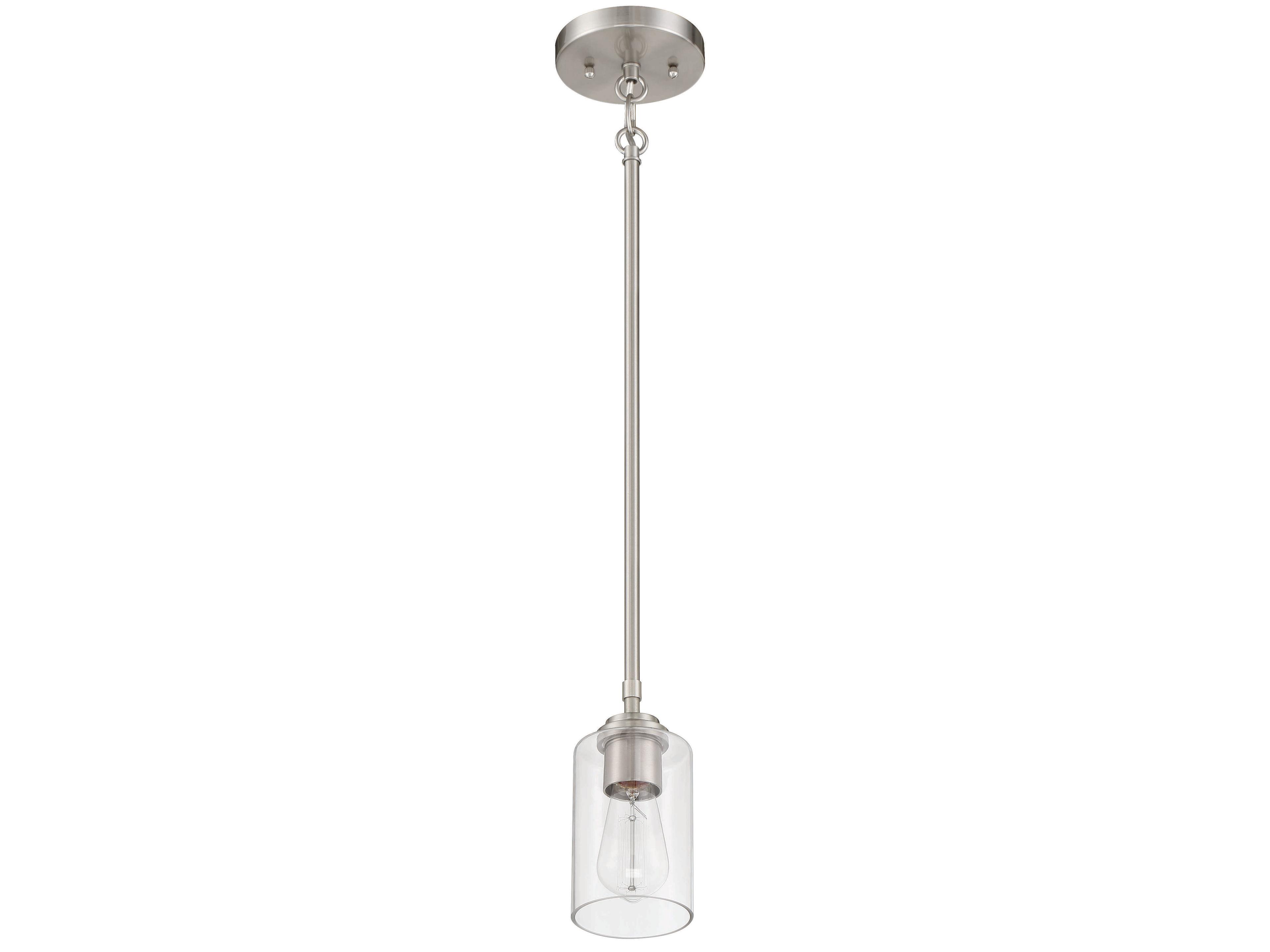 Craftmade Stowe 1-Light Brushed Polished Nickel Glass Cylinder Mini Pendant