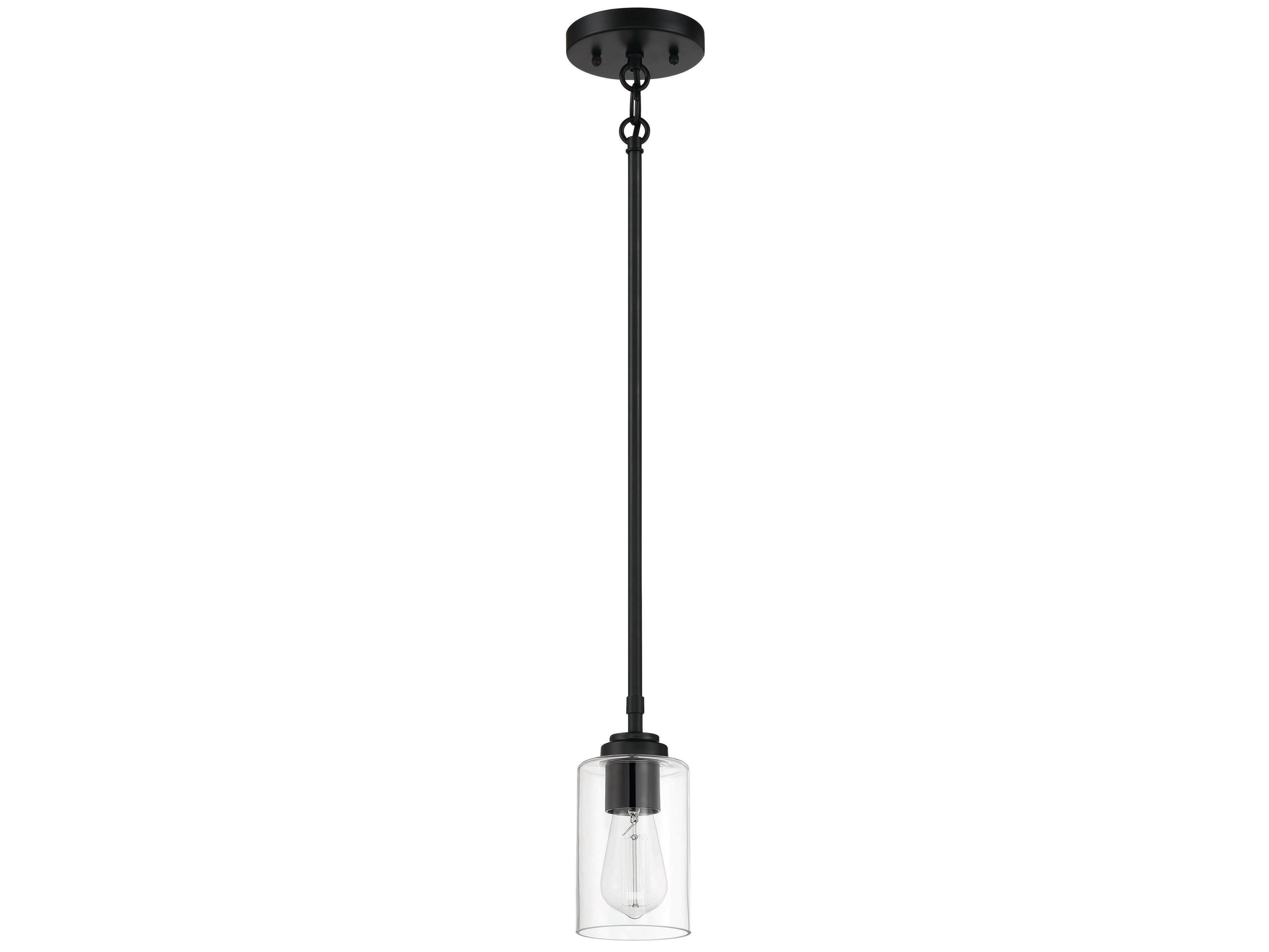 Craftmade Stowe 1-Light Flat Black Glass Cylinder Mini Pendant