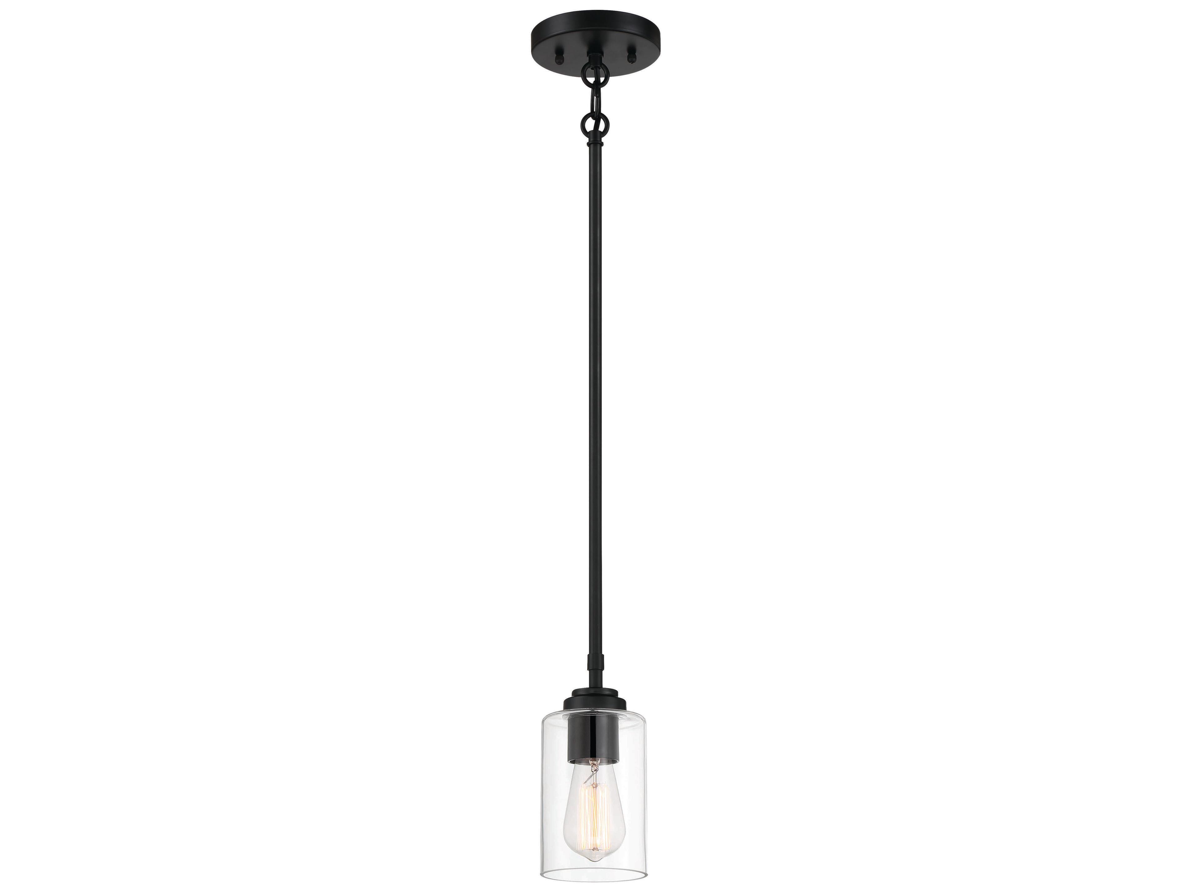 Craftmade Stowe 1-Light Flat Black Glass Cylinder Mini Pendant