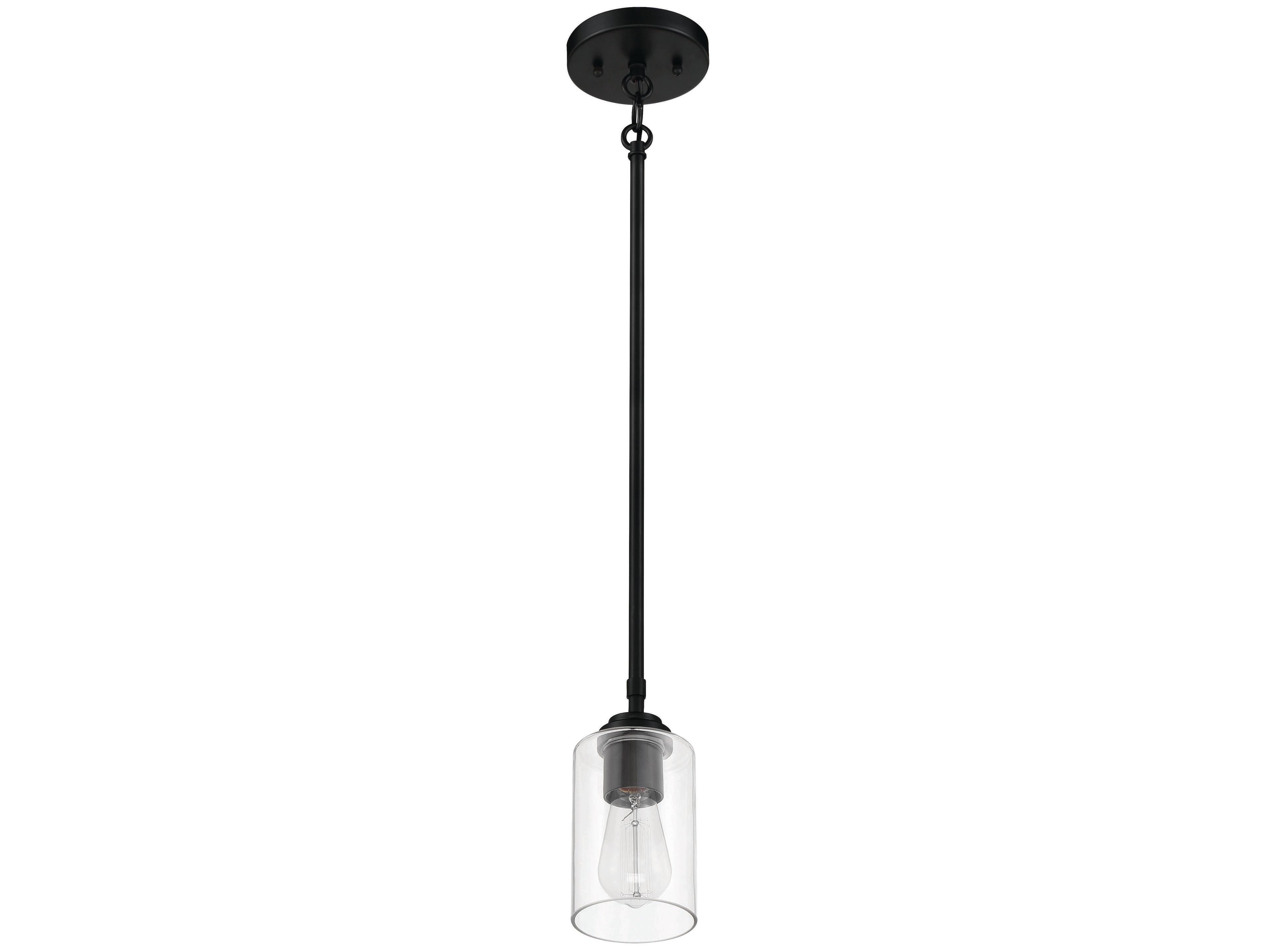 Craftmade Stowe 1-Light Flat Black Glass Cylinder Mini Pendant