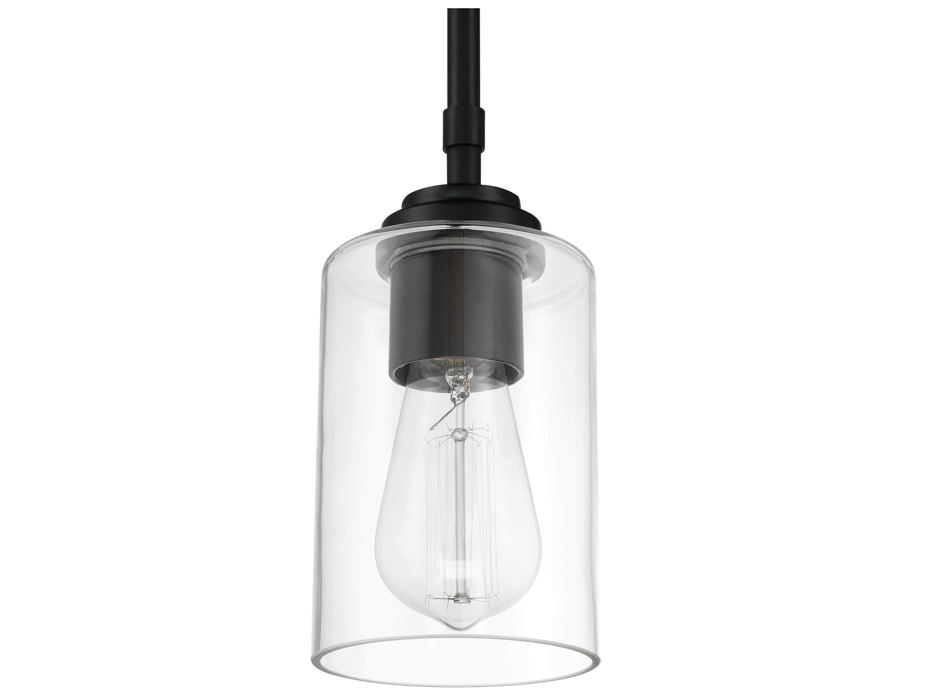 Craftmade Stowe 1-Light Flat Black Glass Cylinder Mini Pendant