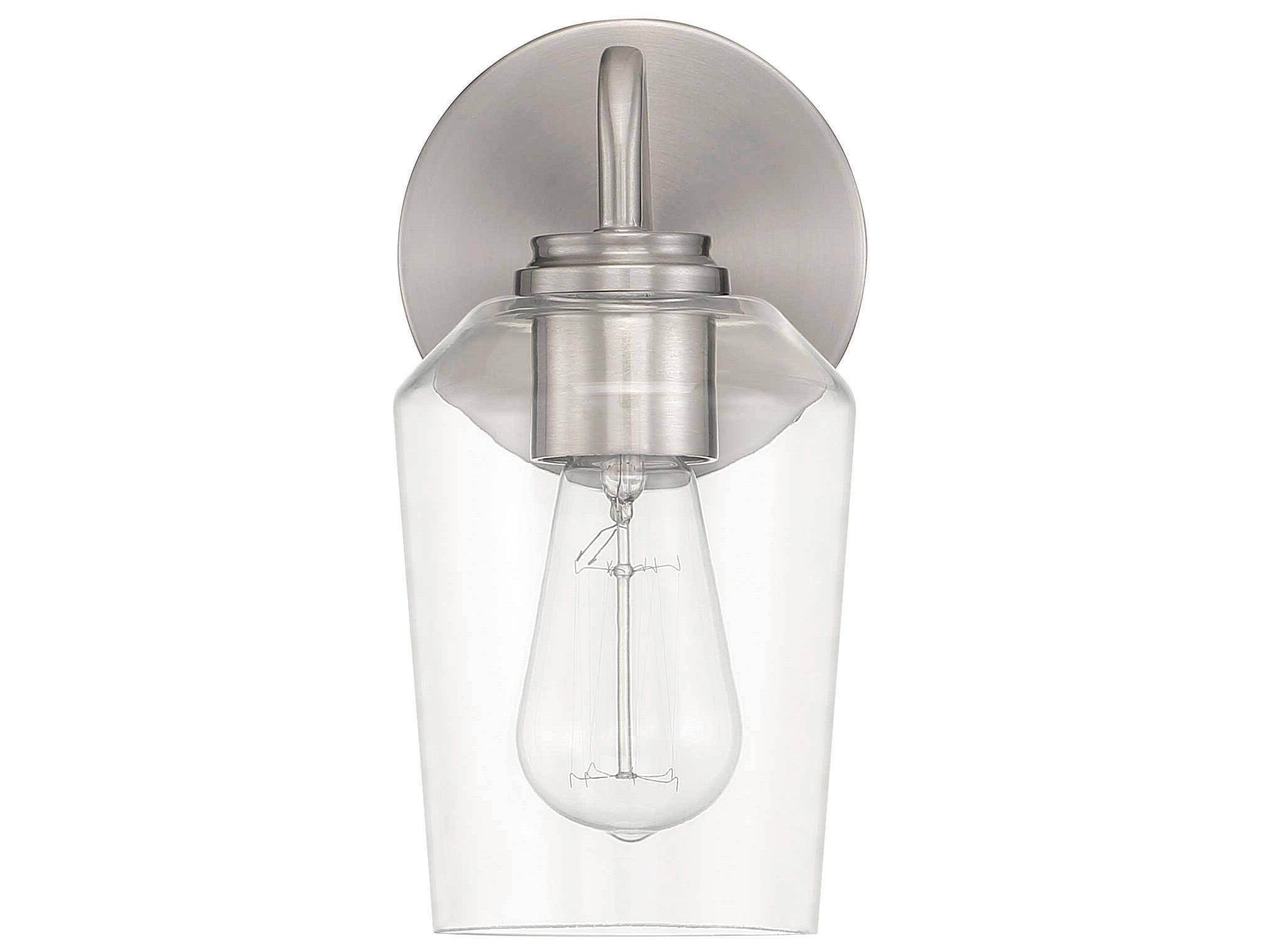 Craftmade Shayna 1-Light Brushed Polished Nickel Glass Vanity Light