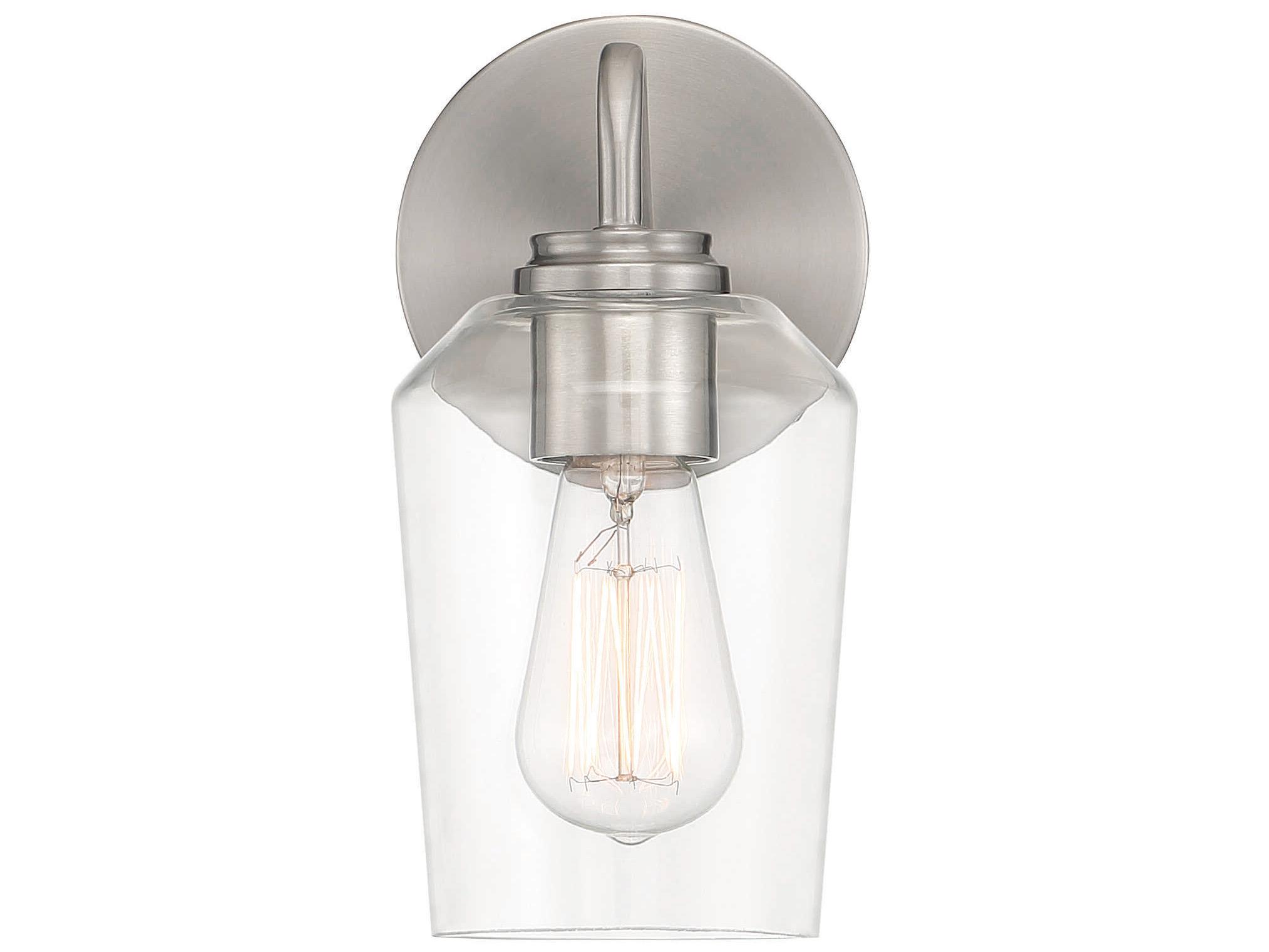 Craftmade Shayna 1-Light Brushed Polished Nickel Glass Vanity Light