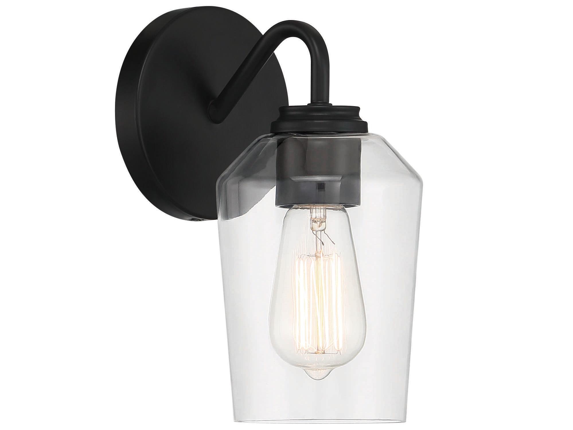 Craftmade Shayna 1-Light Flat Black Glass Vanity Light