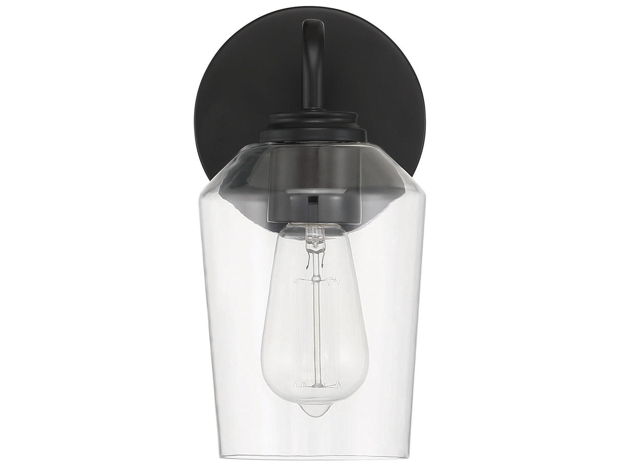 Craftmade Shayna 1-Light Flat Black Glass Vanity Light