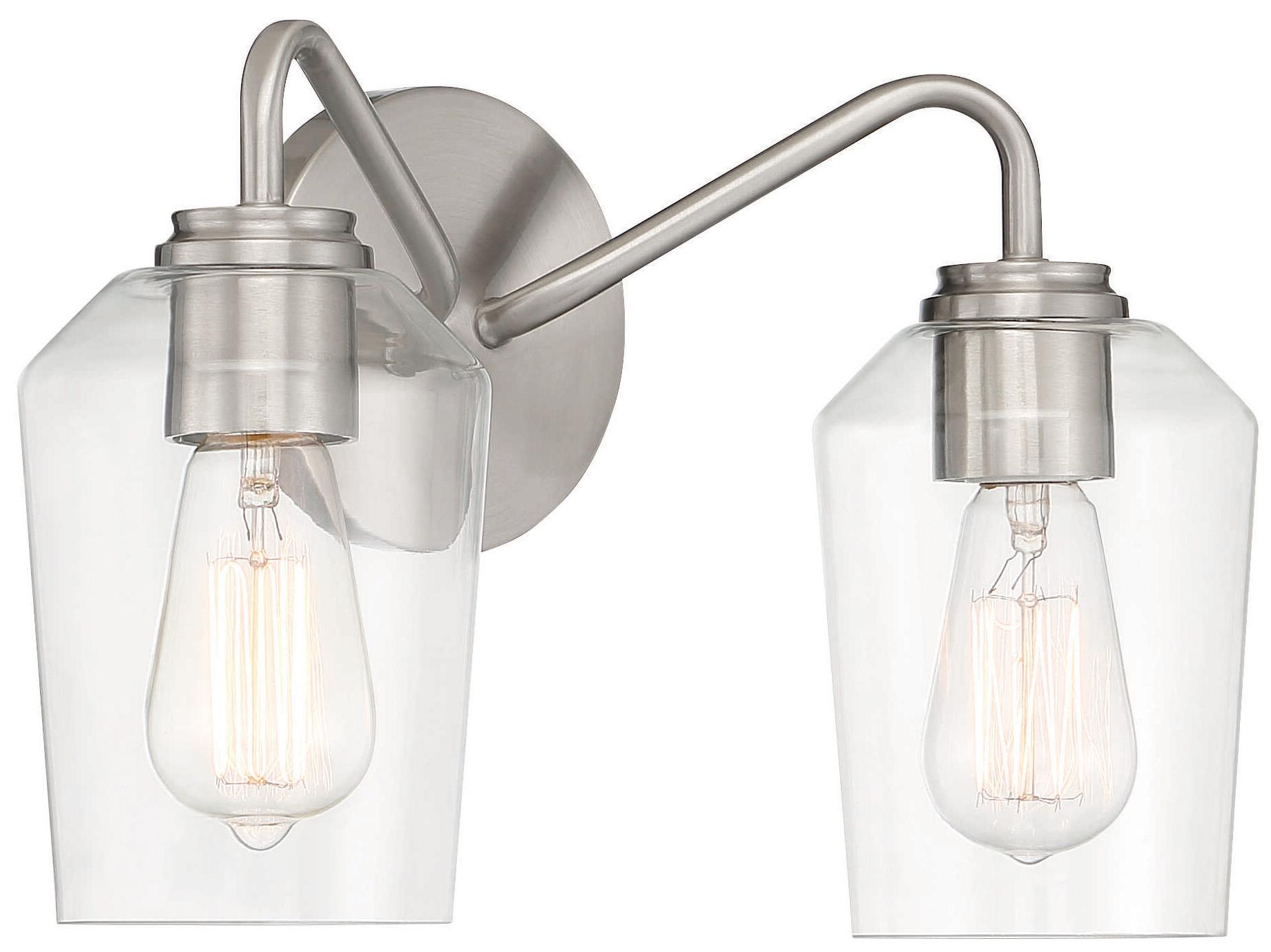 Craftmade Shayna 2-Light Brushed Polished Nickel Glass Vanity Light