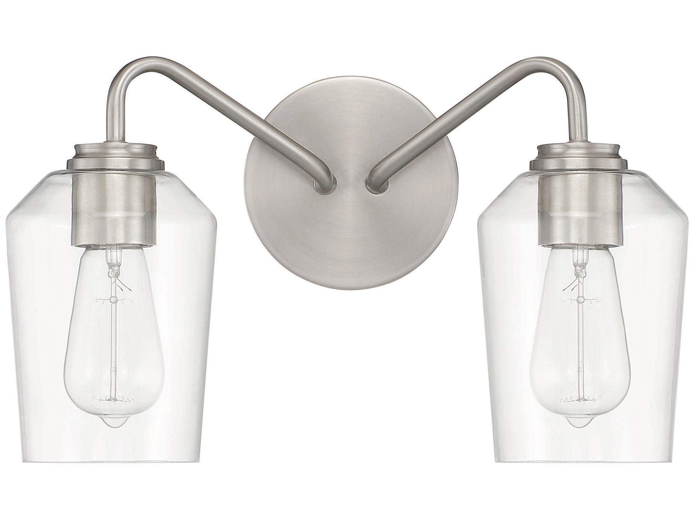 Craftmade Shayna 2-Light Brushed Polished Nickel Glass Vanity Light