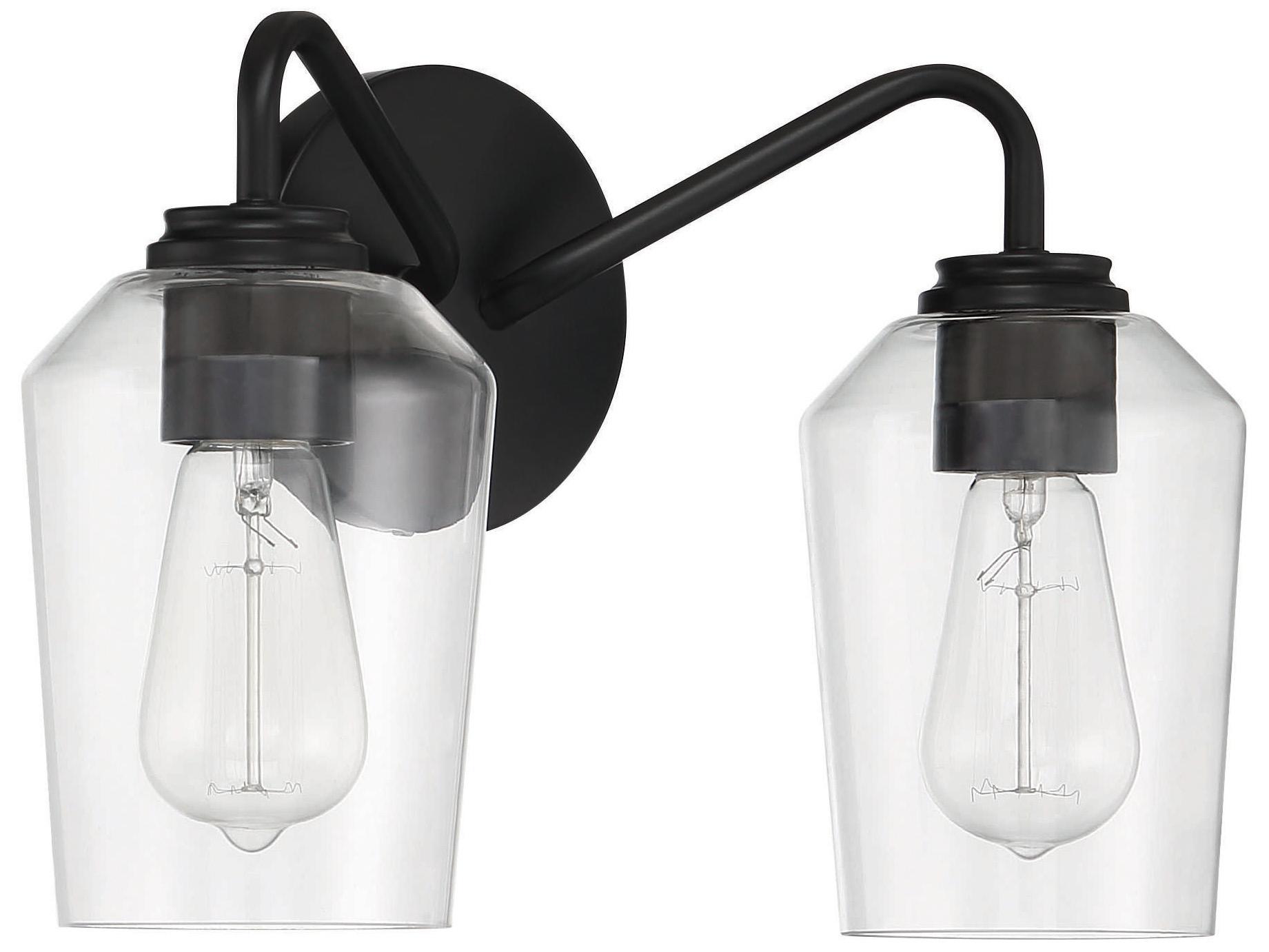 Craftmade Shayna 2-Light Flat Black Glass Vanity Light