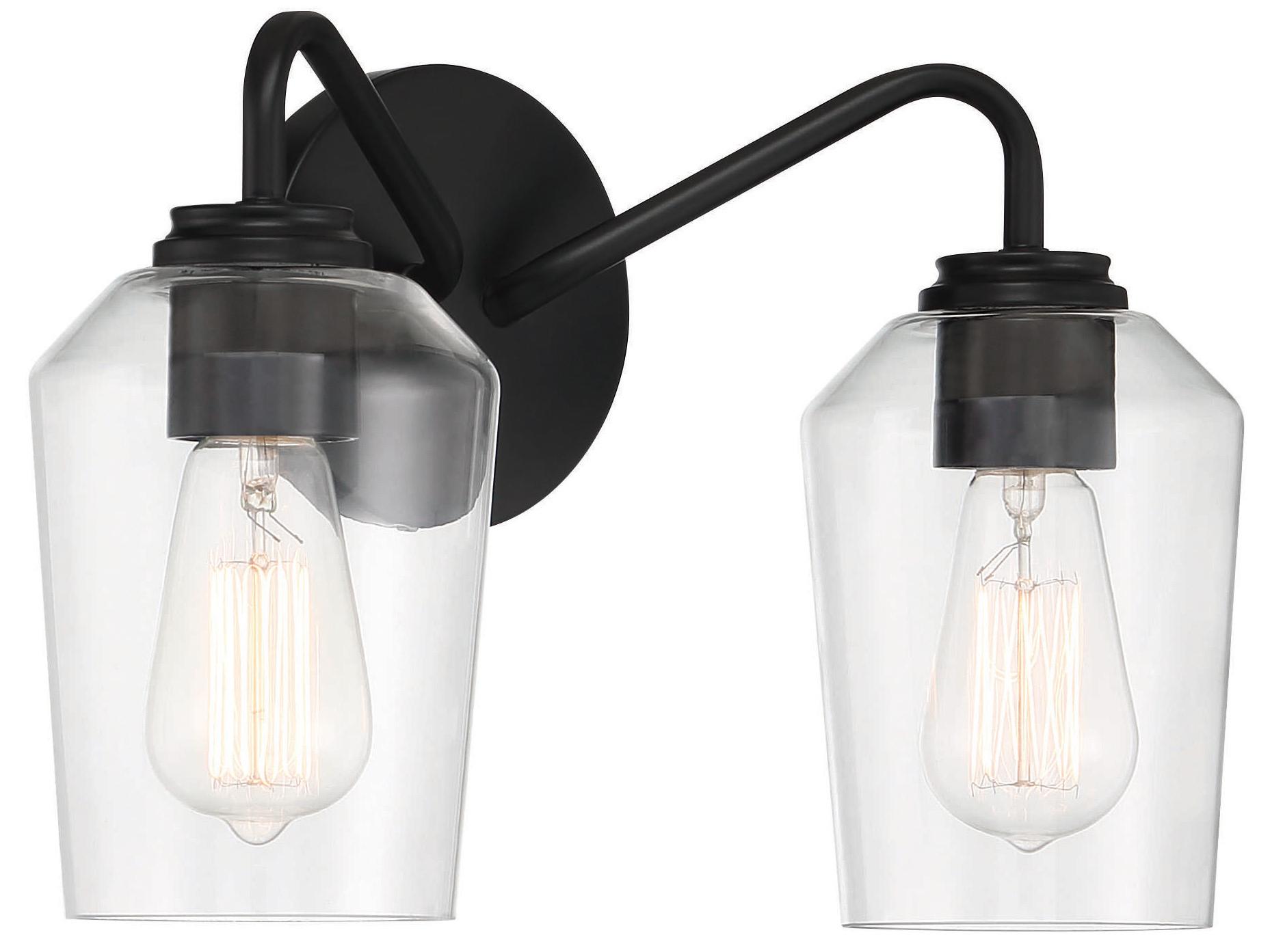 Craftmade Shayna 2-Light Flat Black Glass Vanity Light