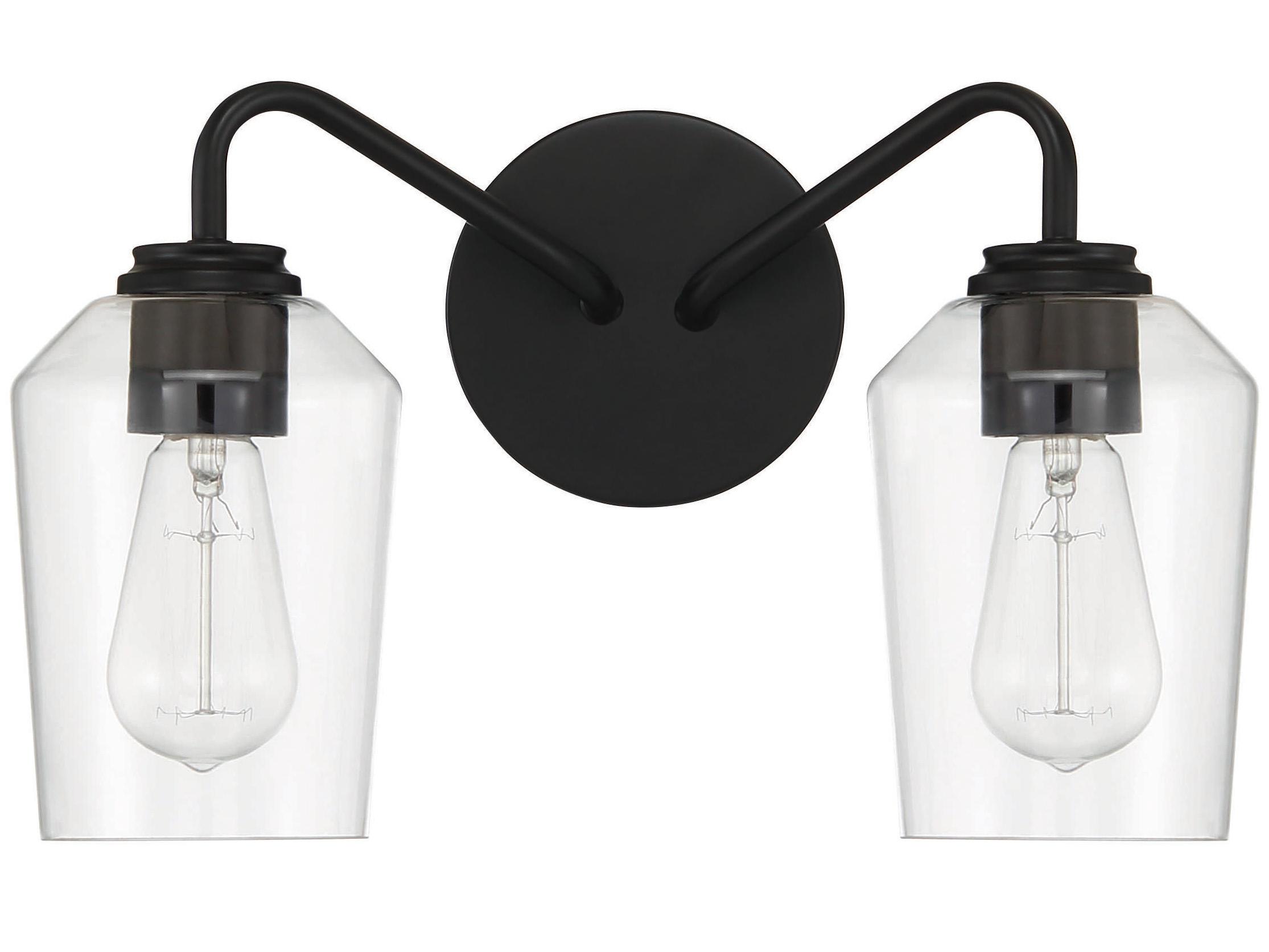 Craftmade Shayna 2-Light Flat Black Glass Vanity Light