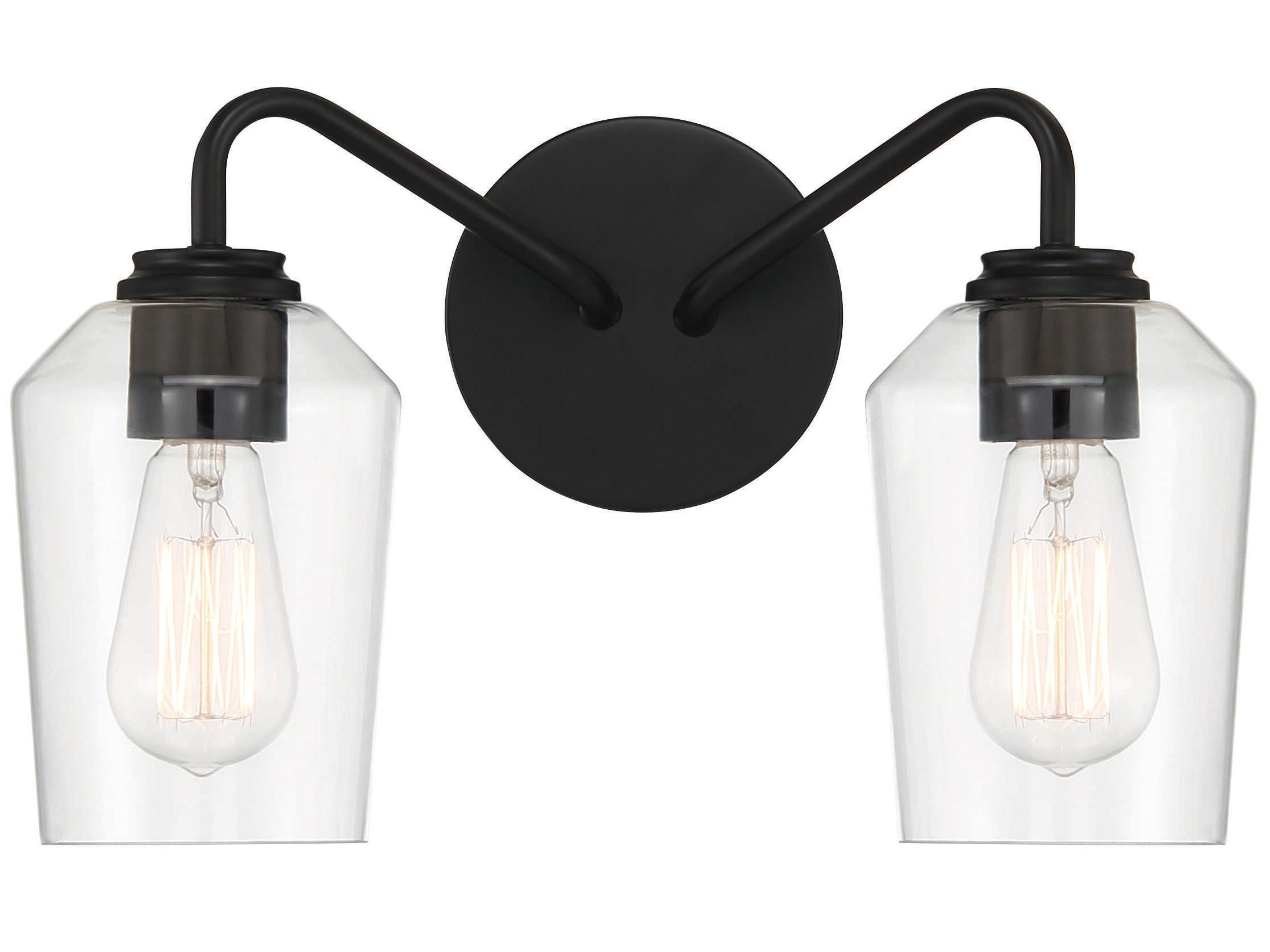 Craftmade Shayna 2-Light Flat Black Glass Vanity Light