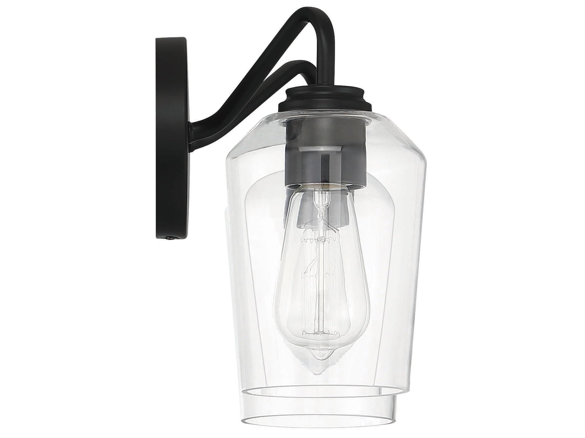 Craftmade Shayna 2-Light Flat Black Glass Vanity Light