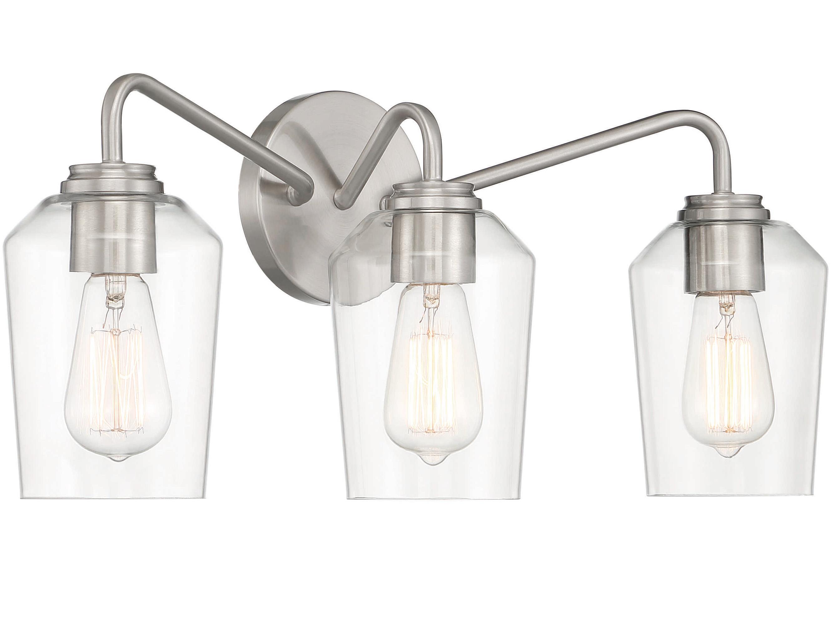 Craftmade Shayna 3-Light Brushed Polished Nickel Glass Vanity Light