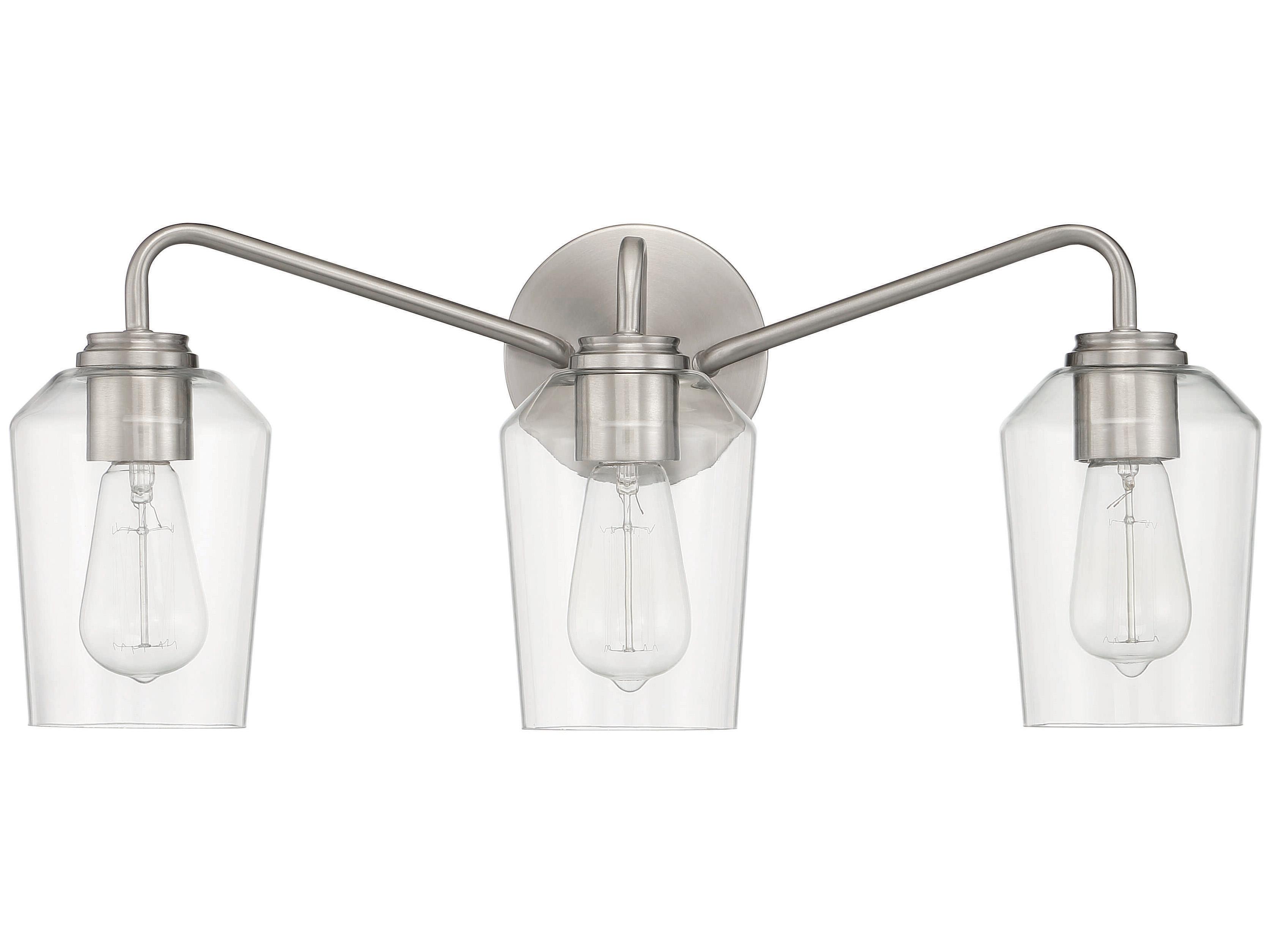 Craftmade Shayna 3-Light Brushed Polished Nickel Glass Vanity Light